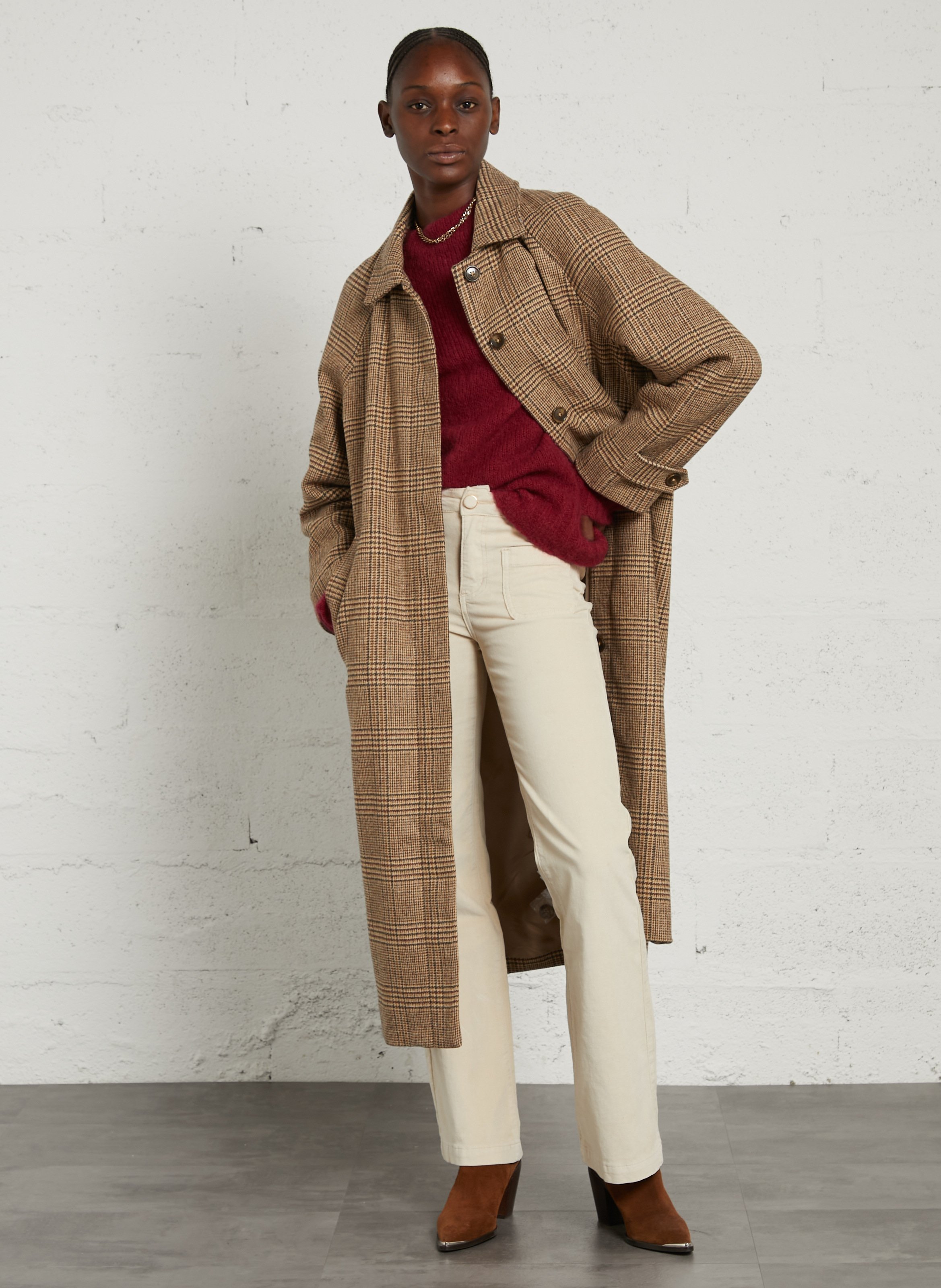 Manteau en laine mélangée JC SOPHIE Marron