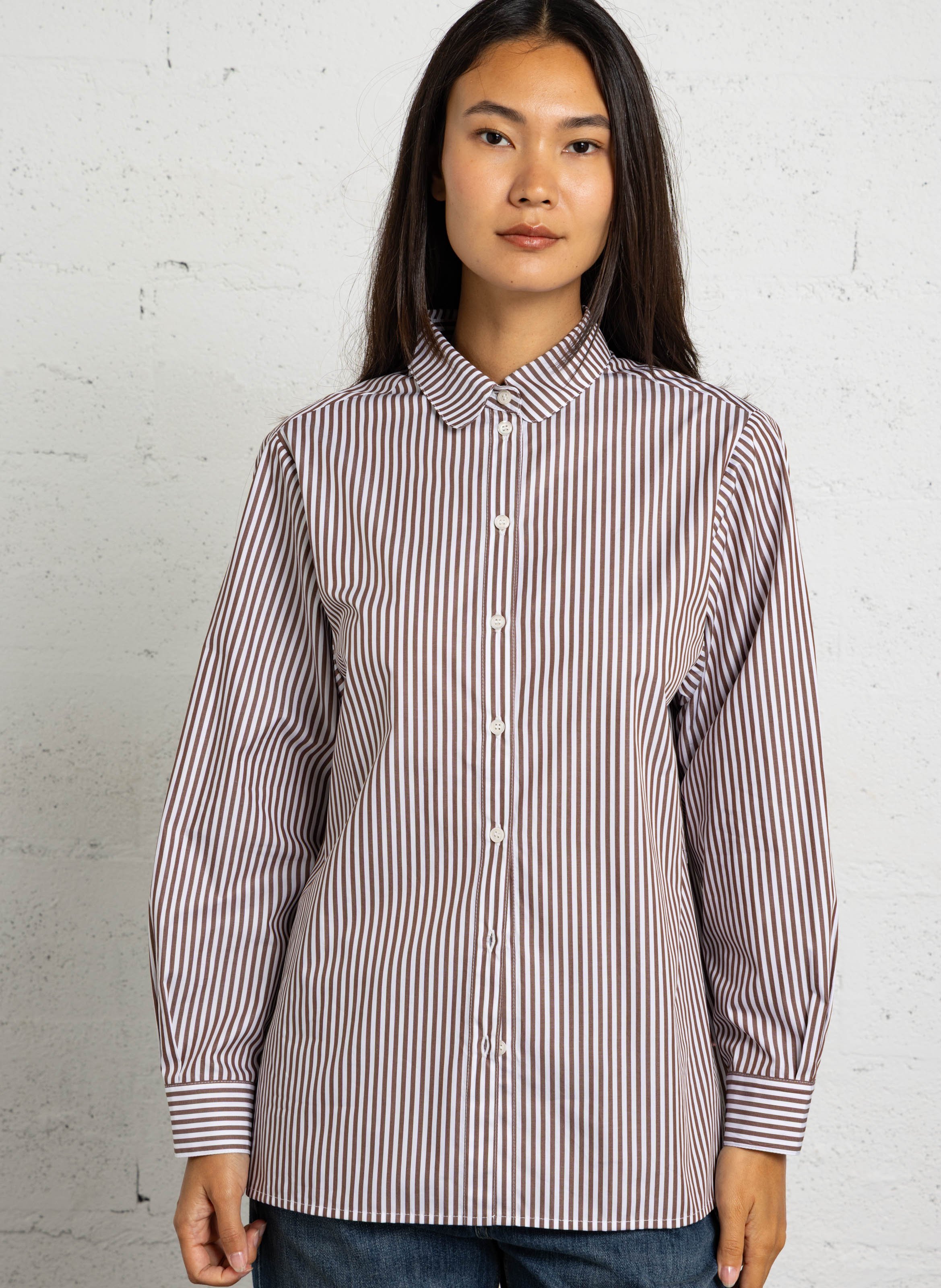 Chemise col classique en coton bio SUZIE WINKLE Marron