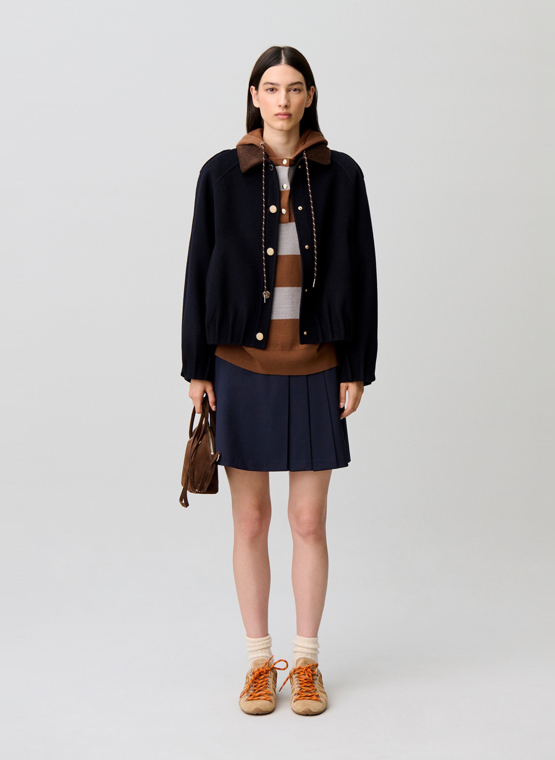 Veste droite en laine mélangée CLAUDIE PIERLOT Bleu