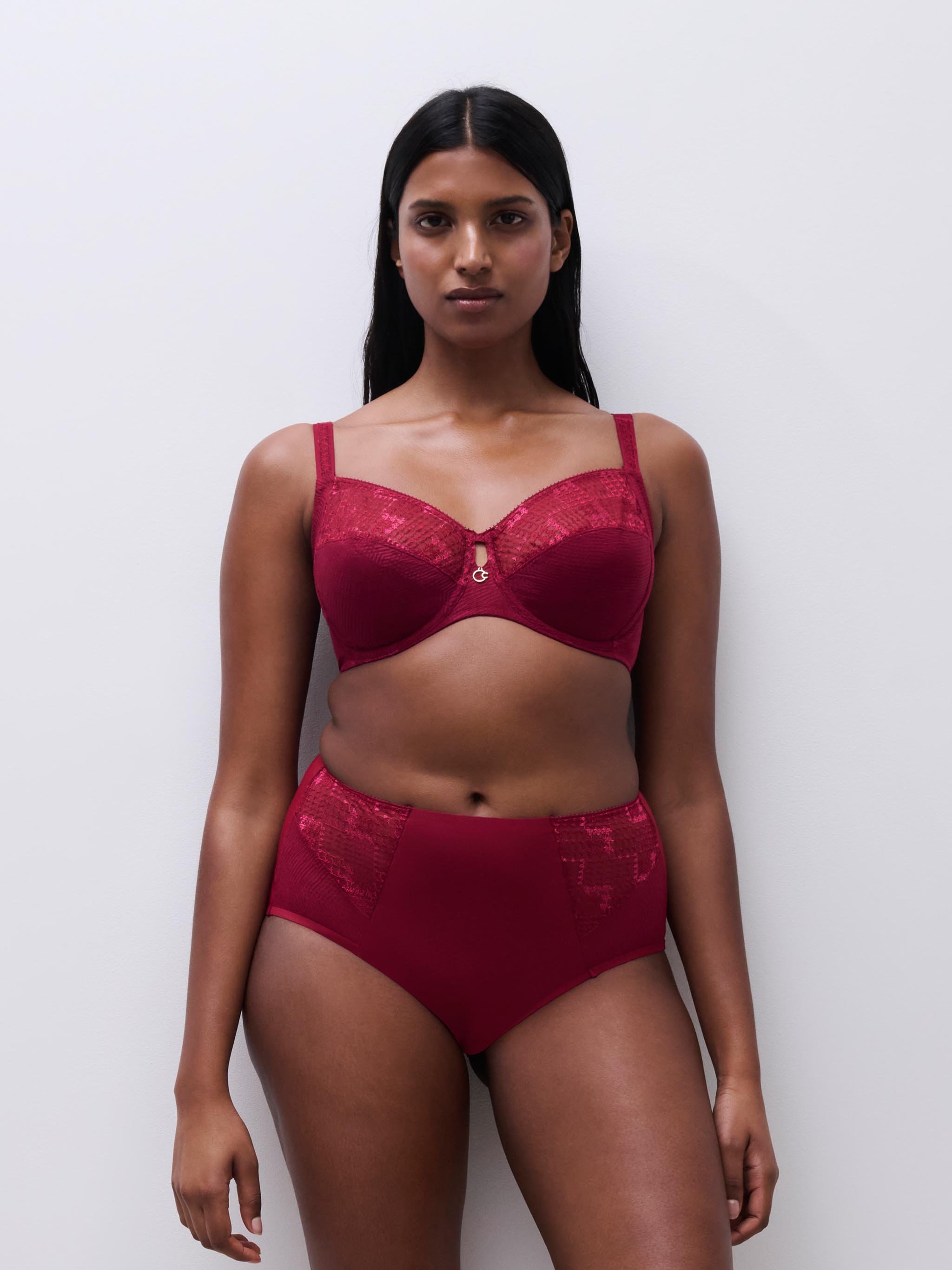 High-waisted lace panties CHANTELLE Red