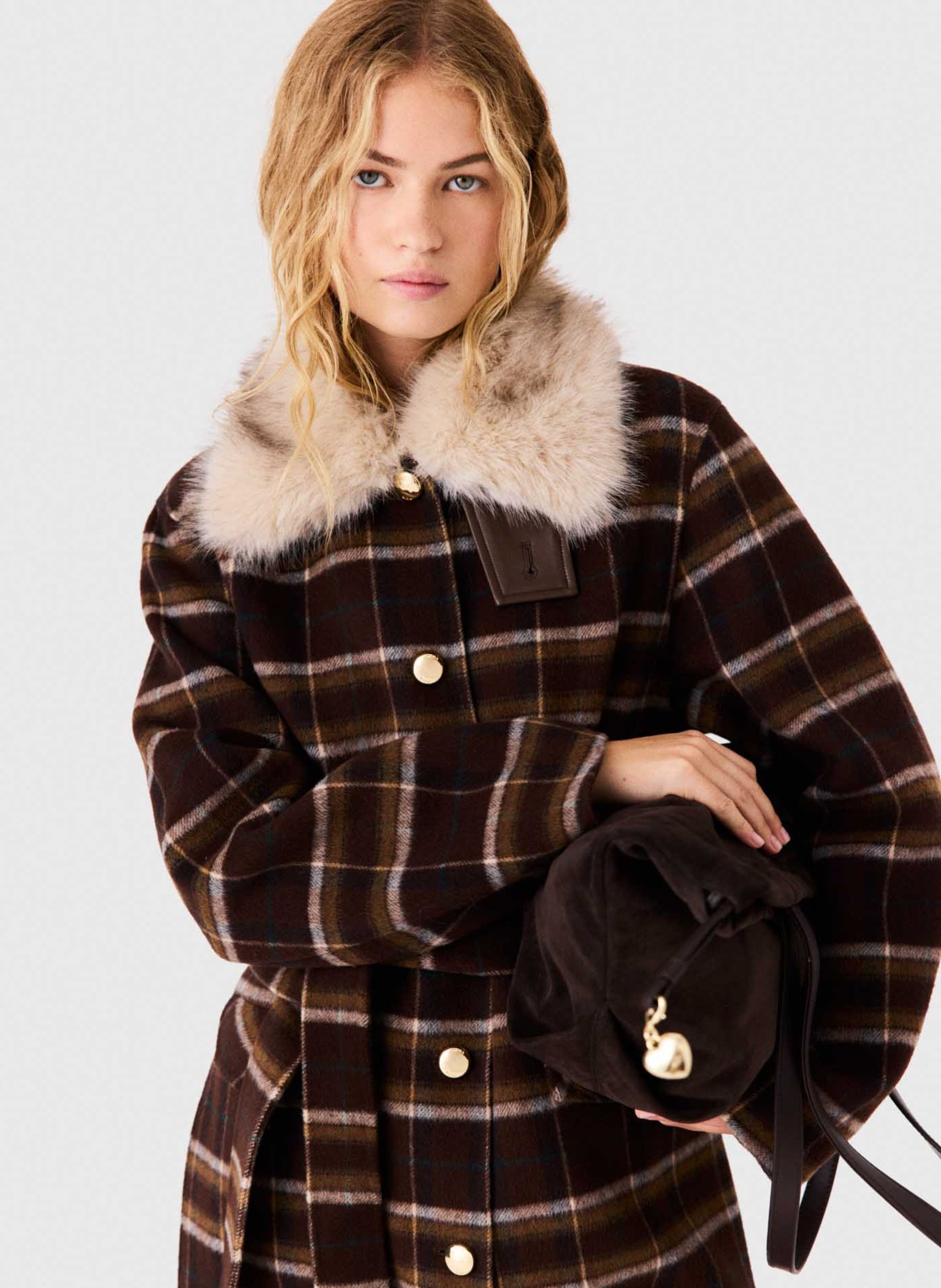 Manteau ceinturé en laine mélangée MAJE Bruin