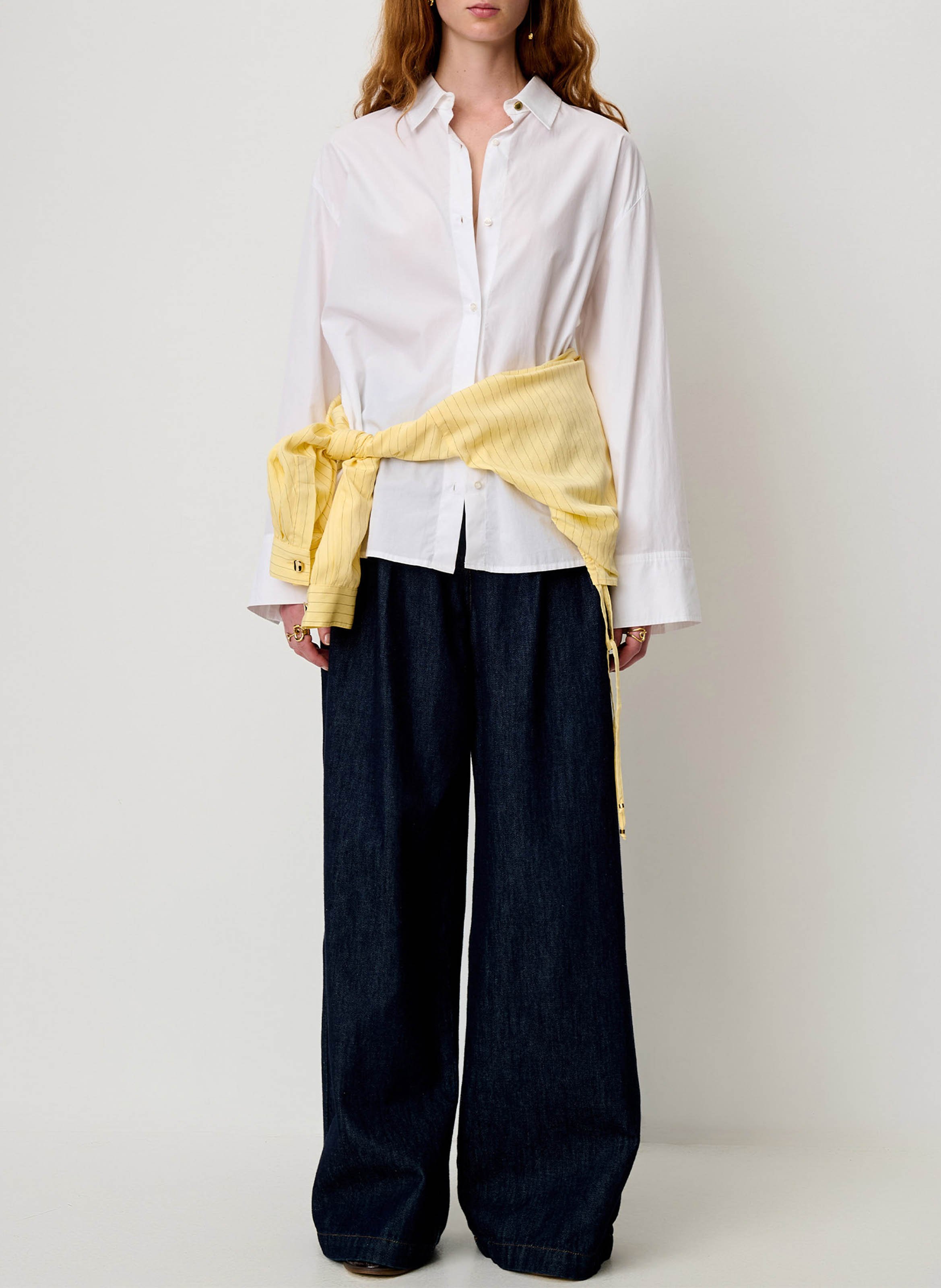 Straight cotton shirt | White SESSUN Women