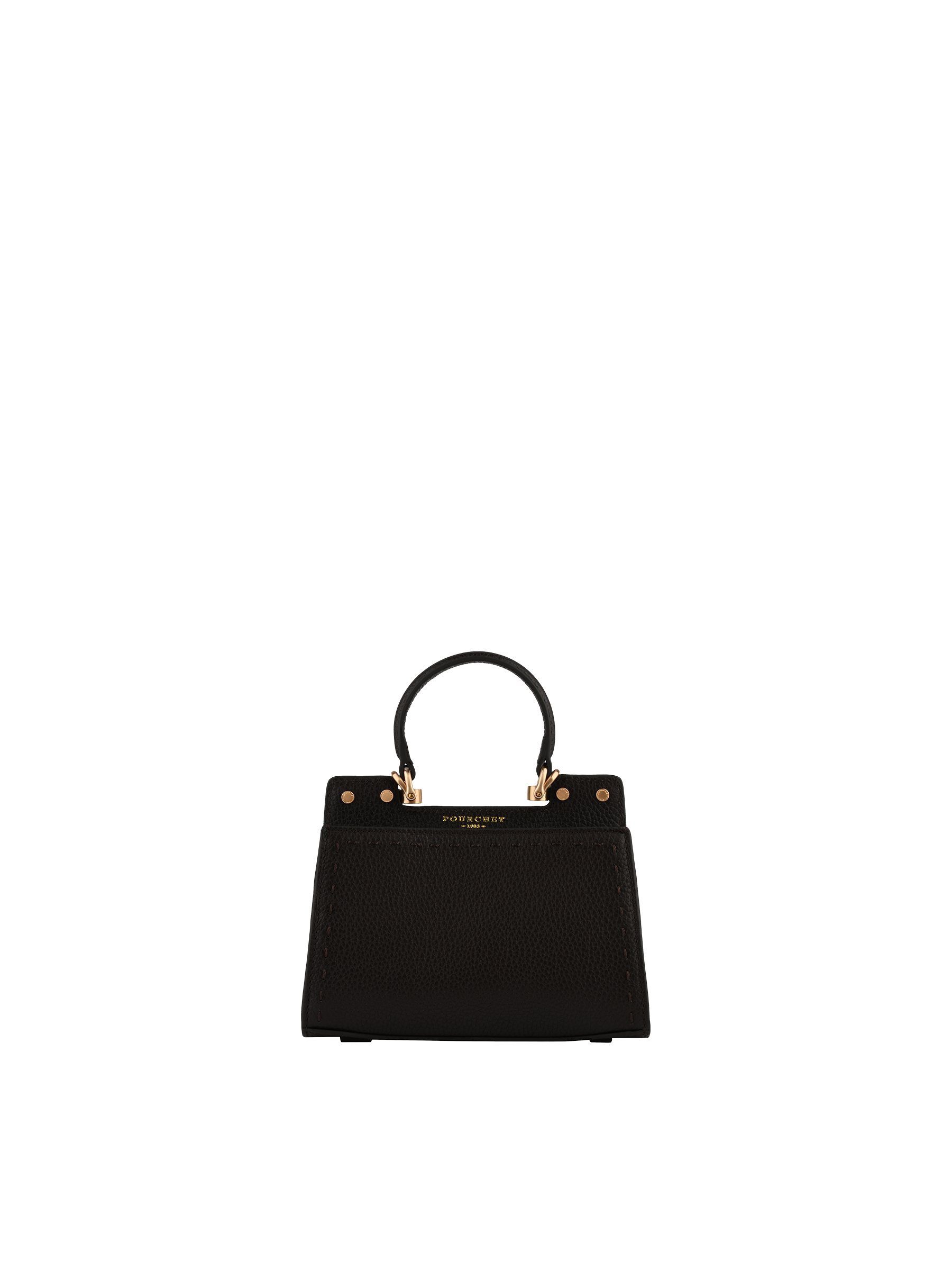 Cowhide leather handbag with a suede-effect finish POURCHET Brown