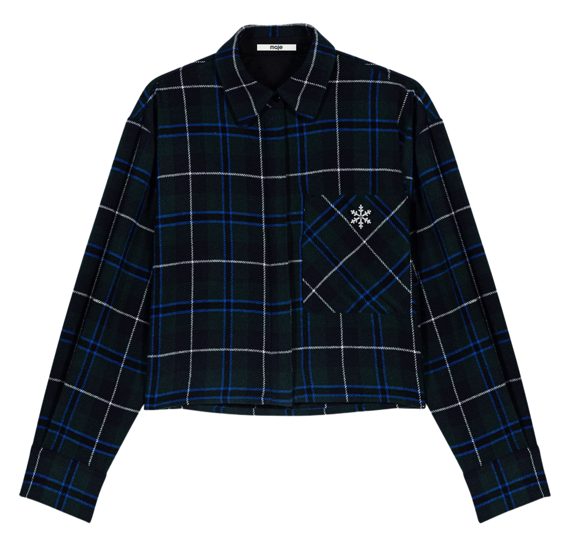 Checked shirt with classic collar MAJE Green