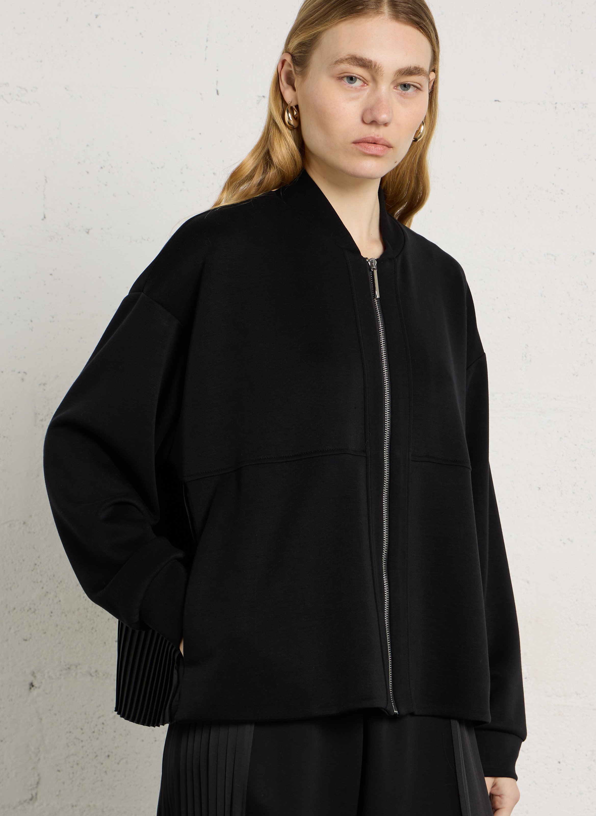 Zip-up sweatshirt with pleated back IMPERIAL Black