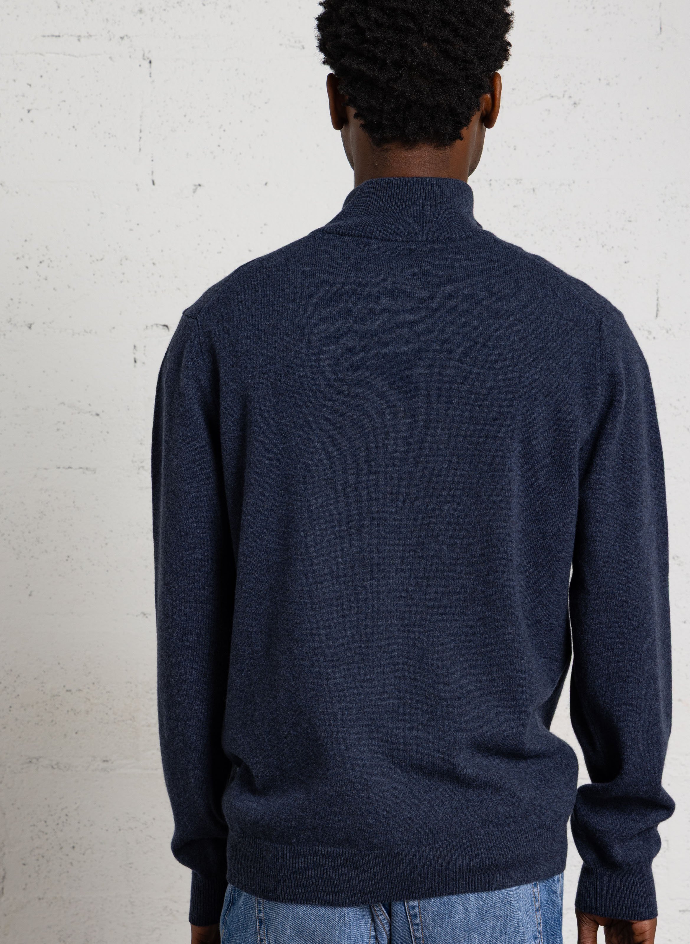 Pull droit col montant zippé en laine GANT Bleu
