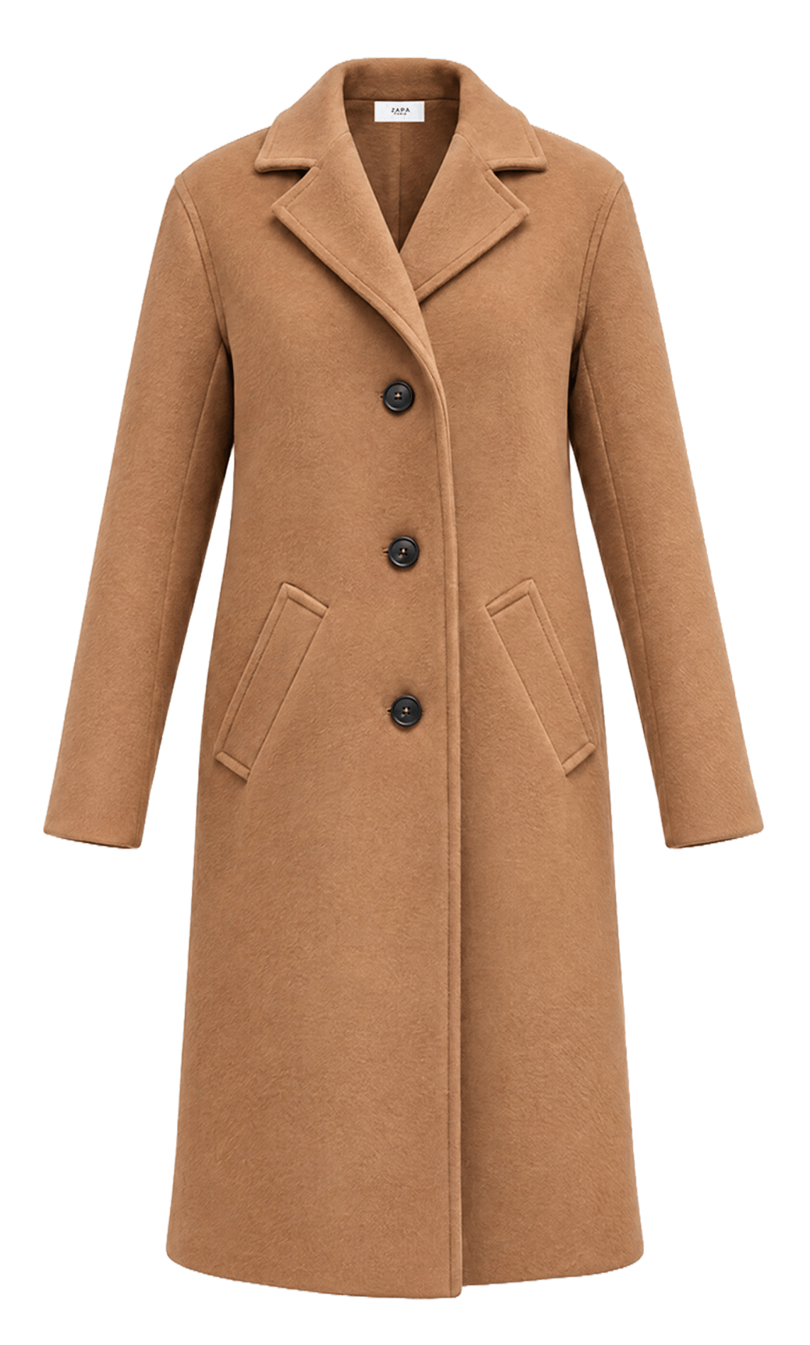 Manteau col tailleur en laine mélangée ZAPA Marron