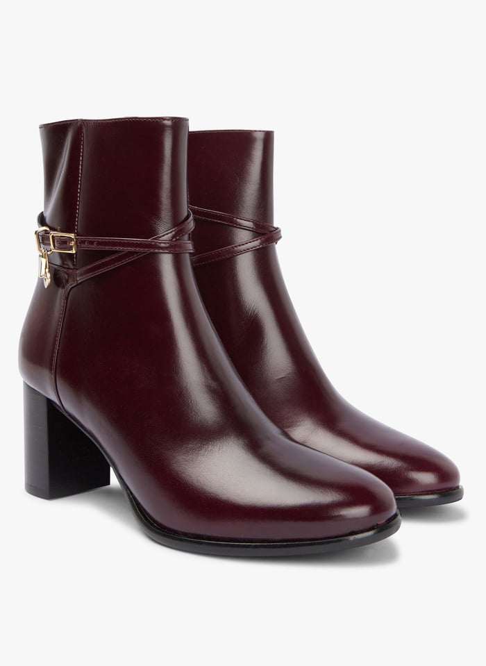 Red Heeled leather mid calf boots