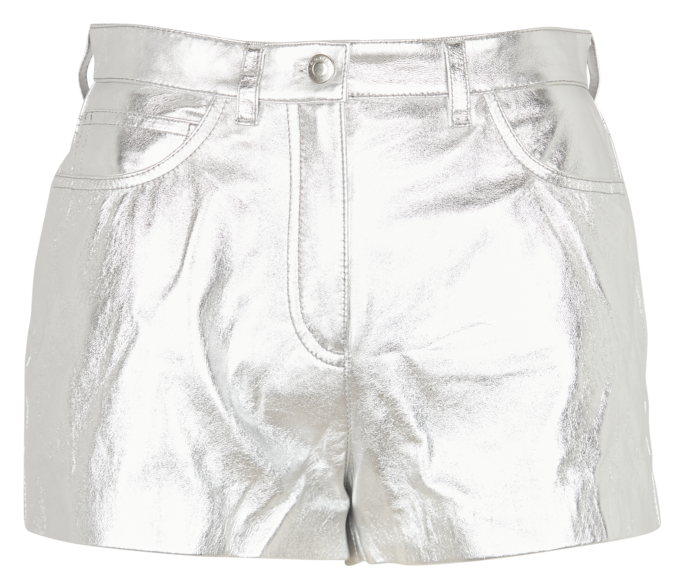 Straight-leg metallic leather shorts IRO Silver