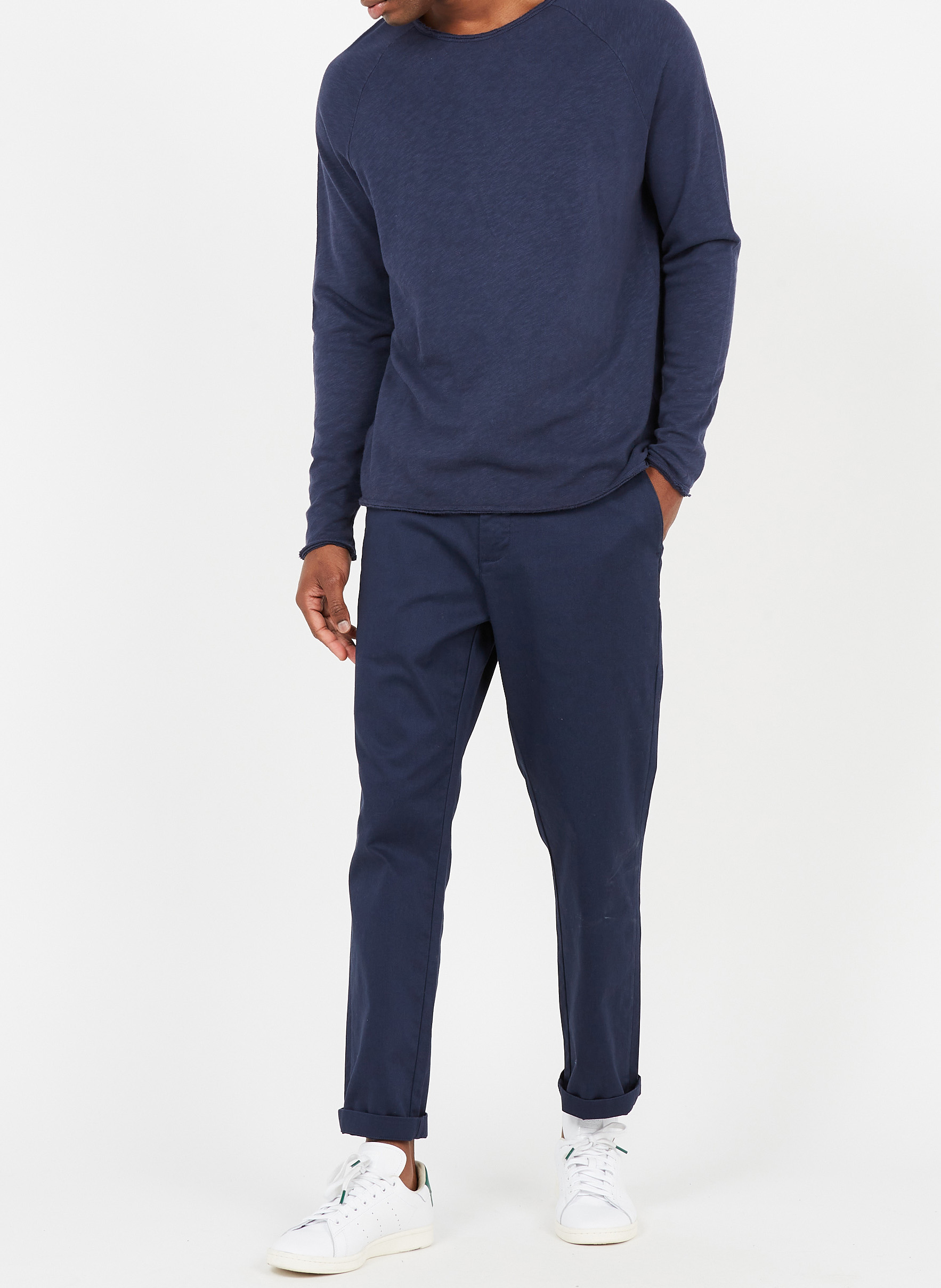 Flamed cotton round-neck T-shirt AMERICAN VINTAGE Blue