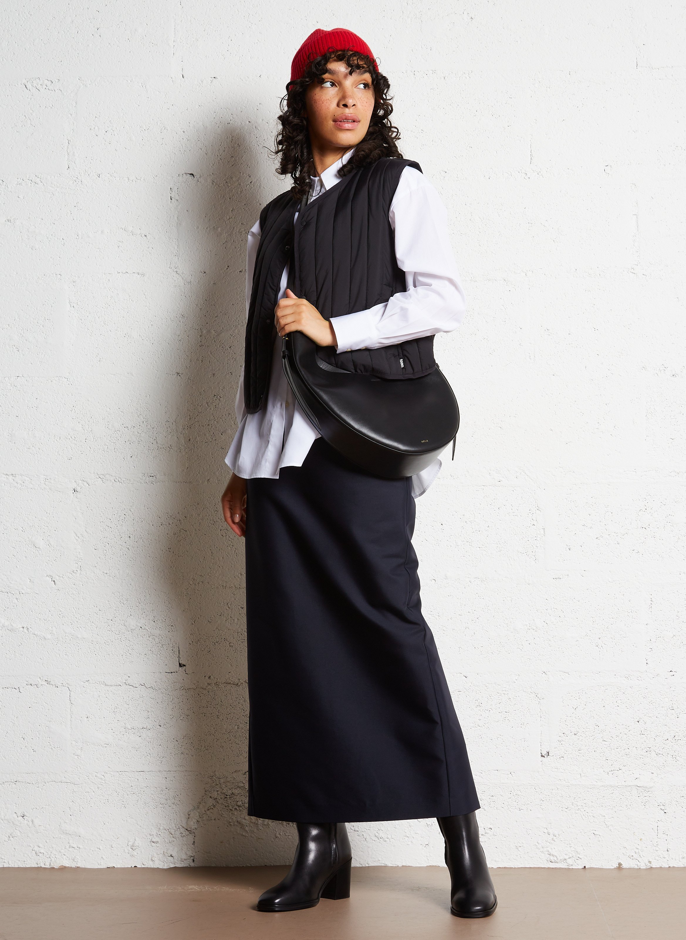 Asymmetrische schoudertas van glad leer SOEUR Zwart