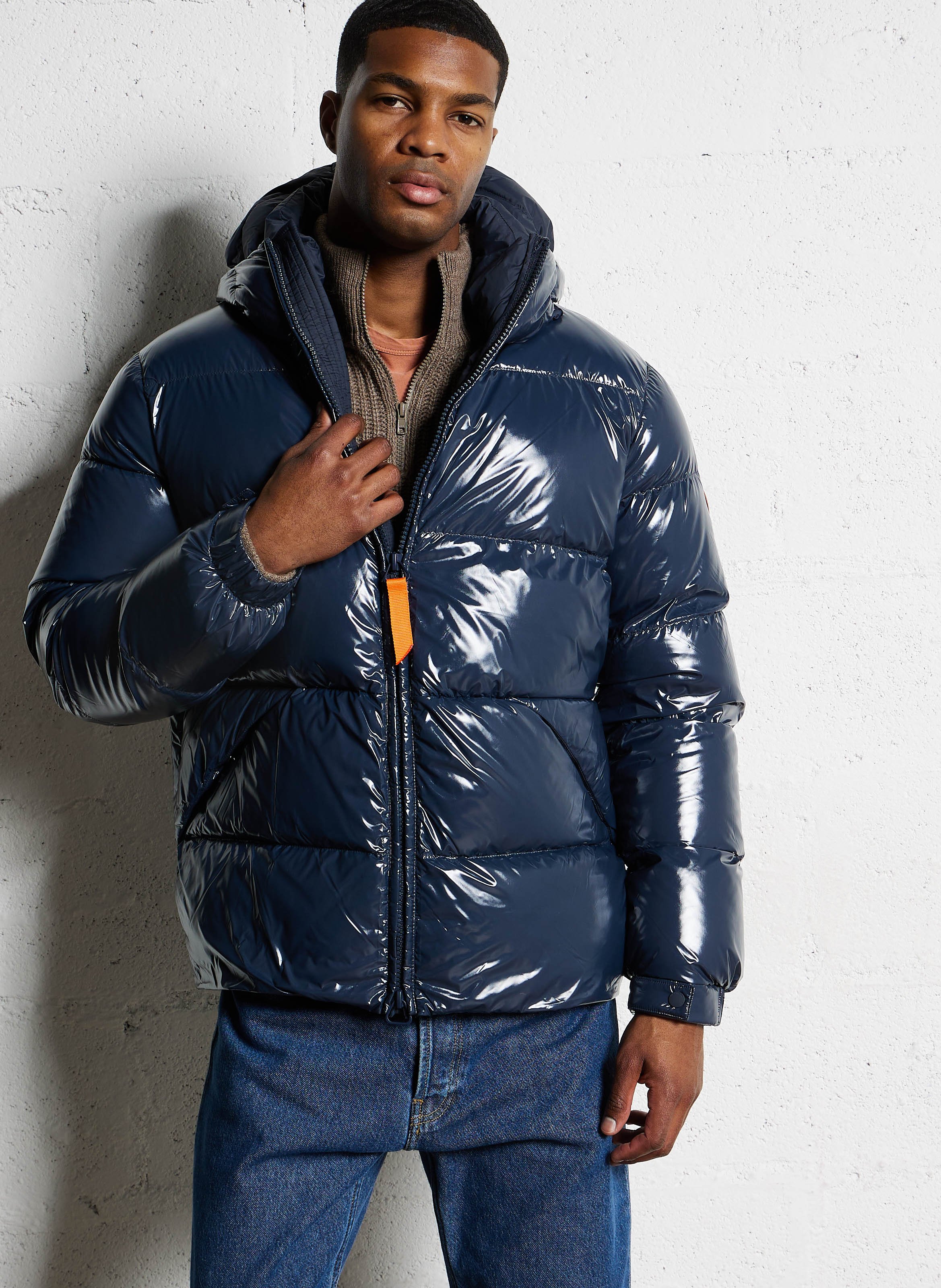 Glossy puffer coat online