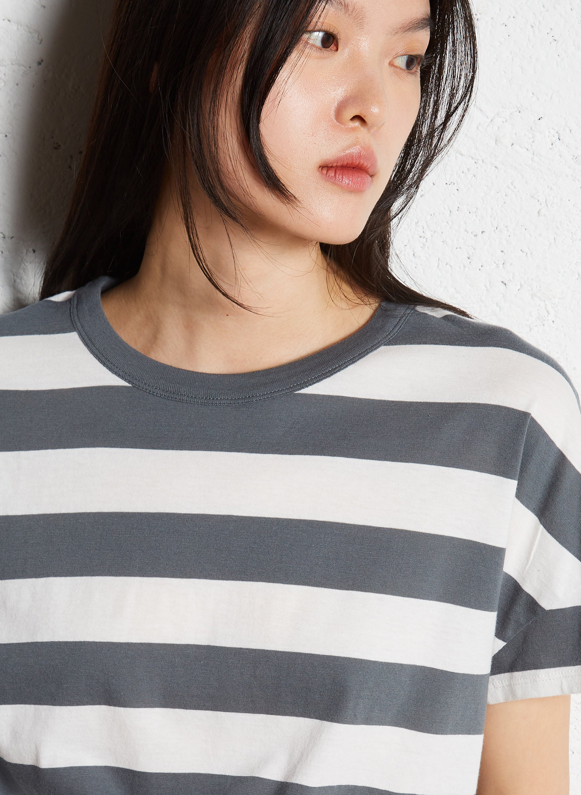 Ruimvallend T-shirt van biokatoen met ronde hals MAJESTIC FILATURES Grijs