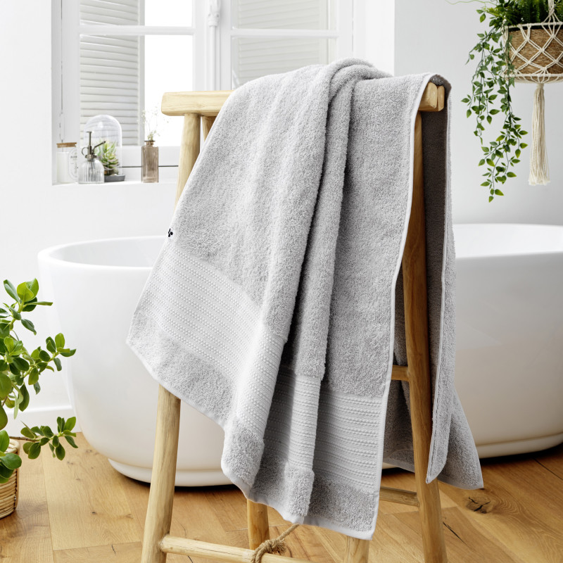 100% combed cotton bath towel L'EFFET PAPILLON Grey