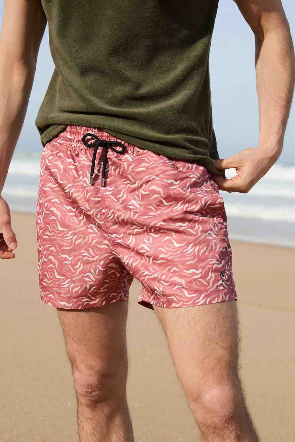 Printed swim shorts with elasticated waistband Red