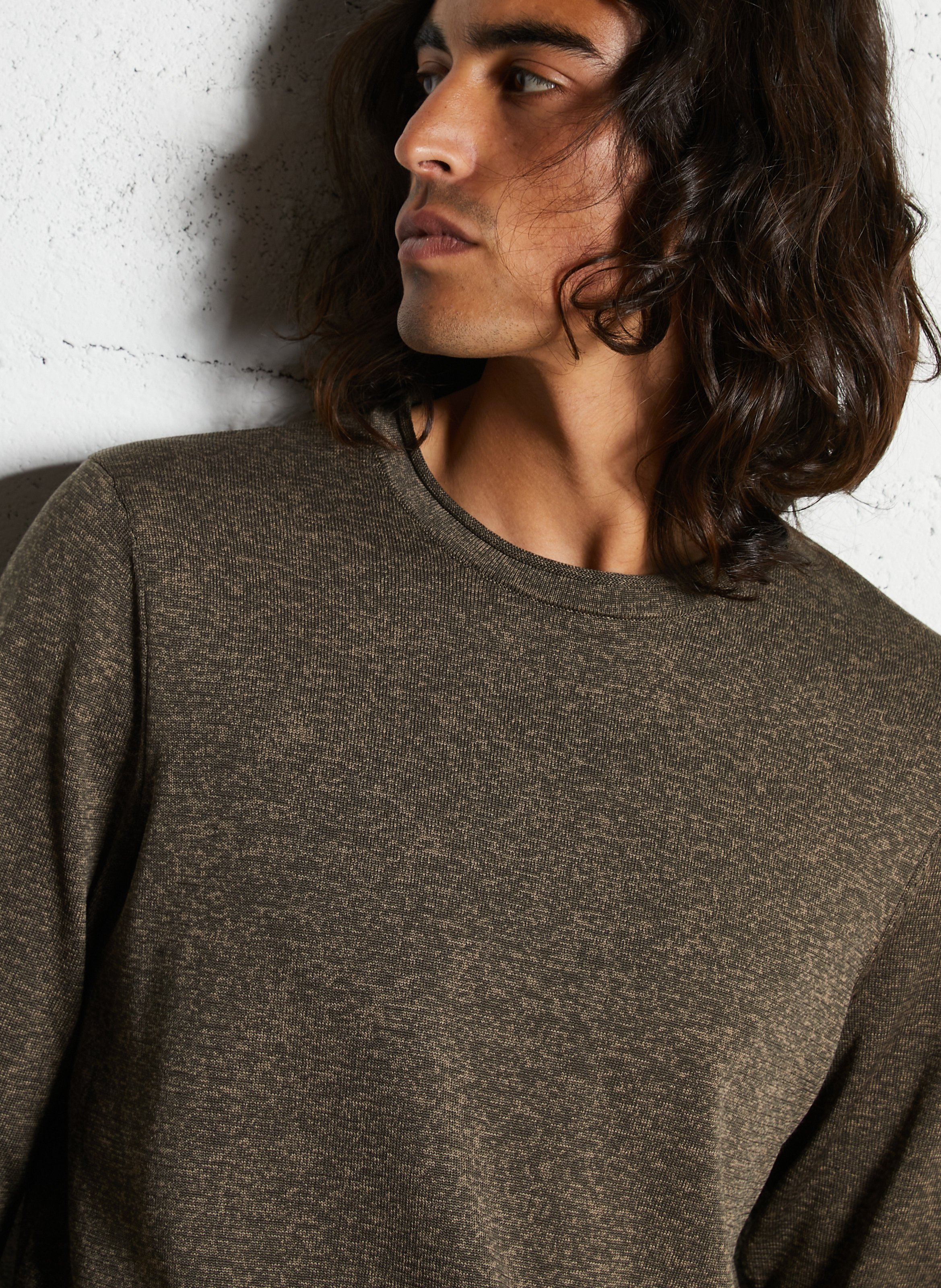 Straight-cut knit sweater IKKS Khaki