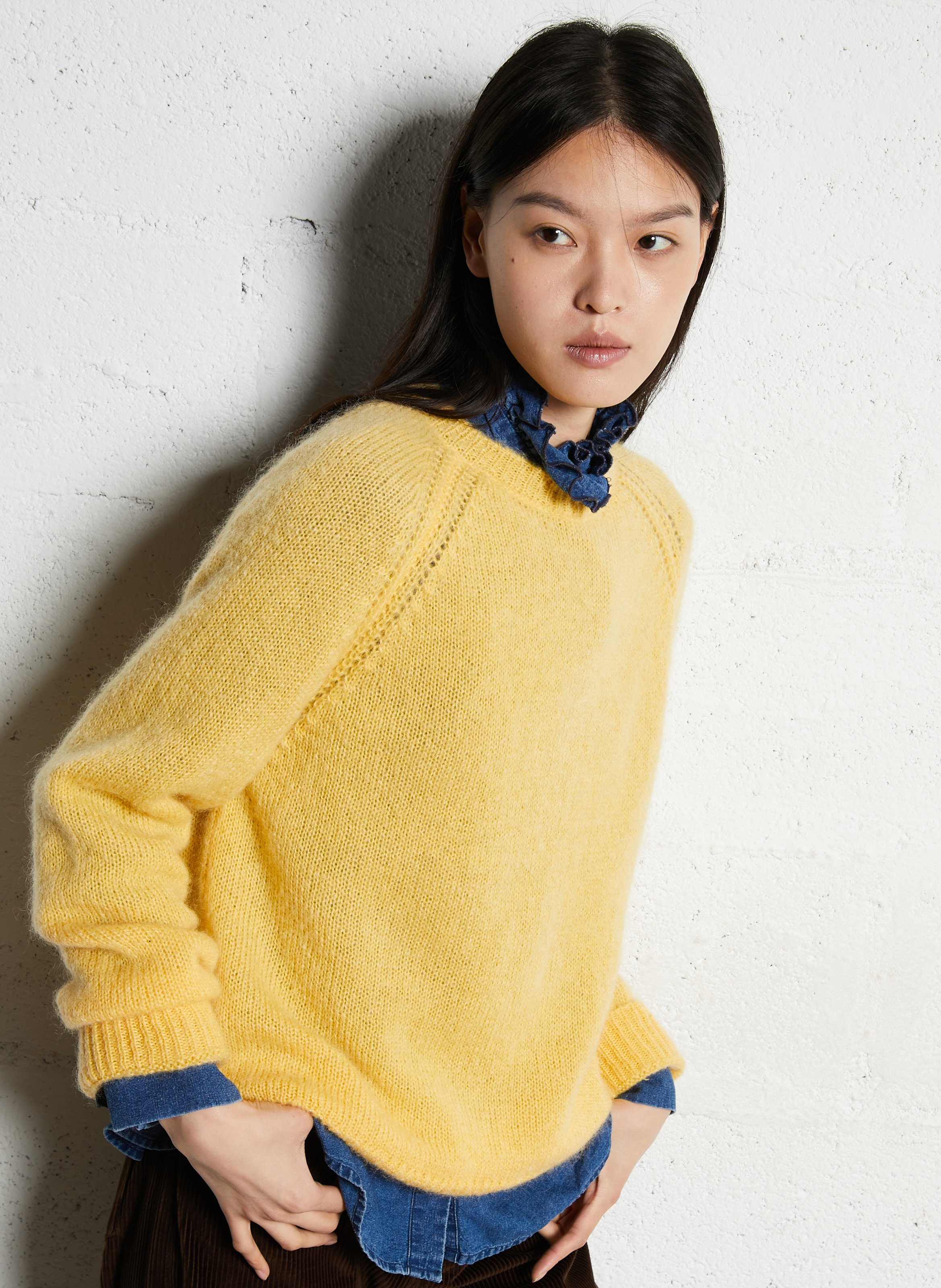 Rechte trui van gemengde mohair SUZIE WINKLE Geel