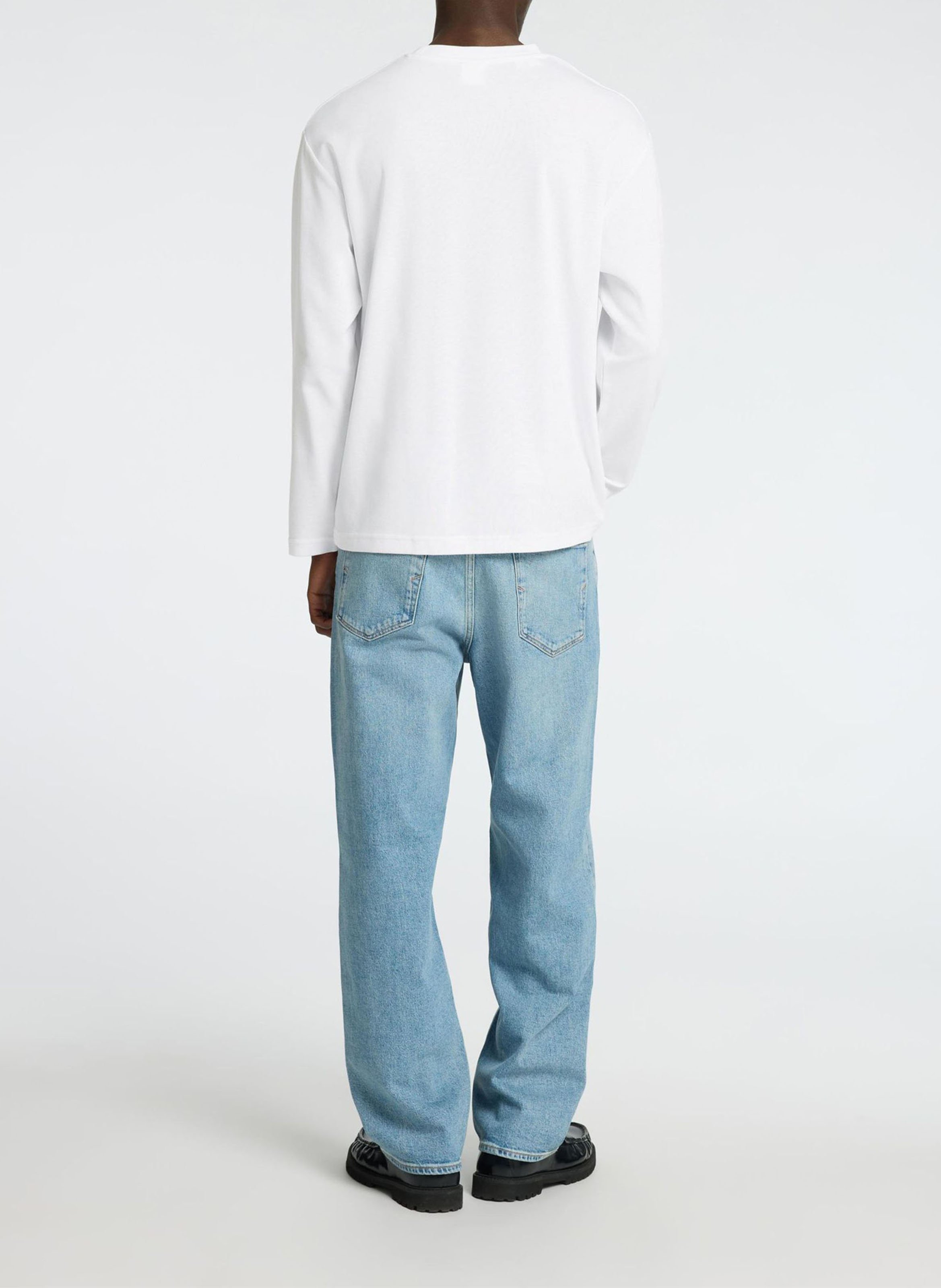 Round-neck organic cotton-blend T-shirt SELECTED White