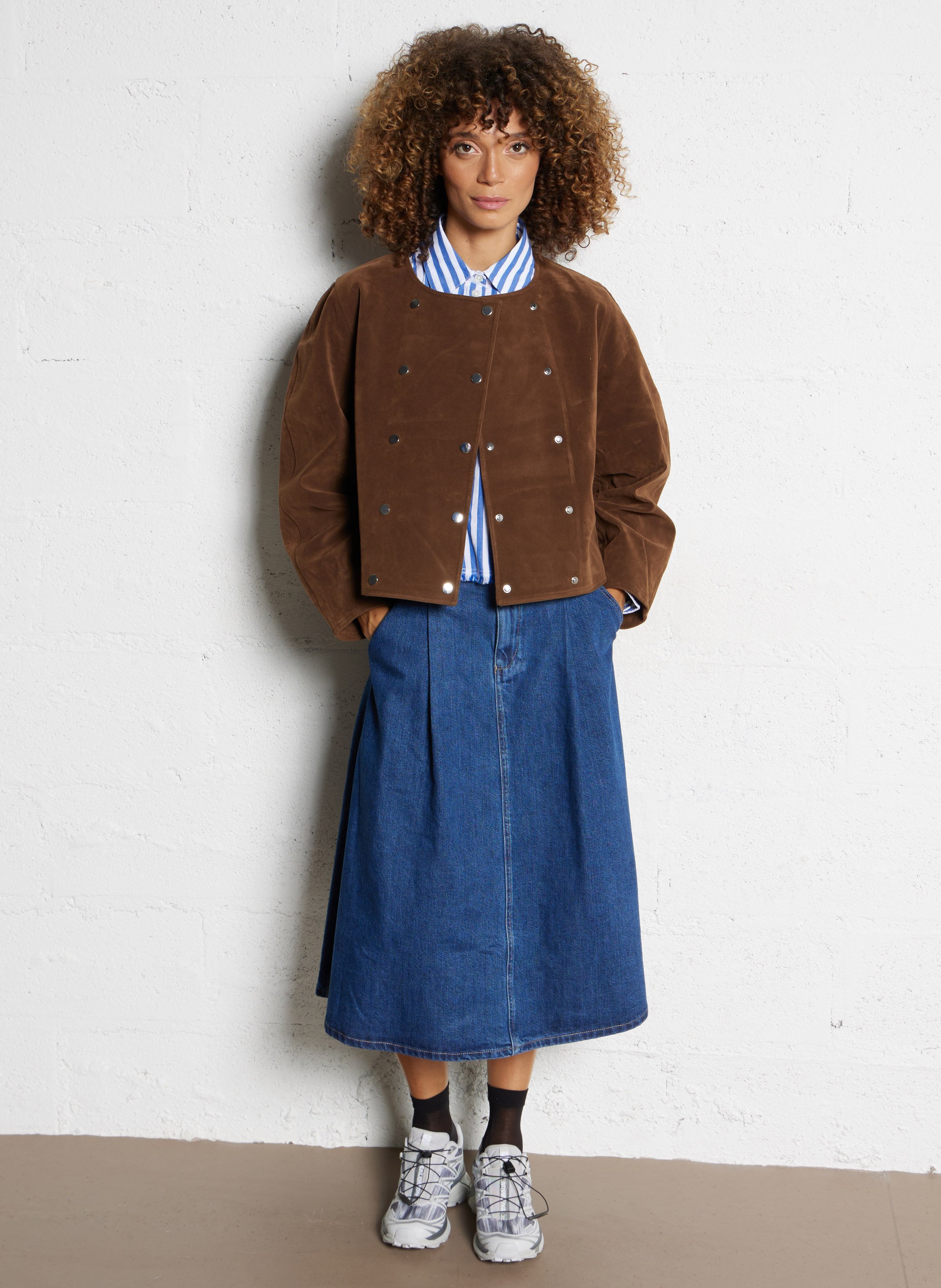 Veste col rond  THE TINY BIG SISTER Marron