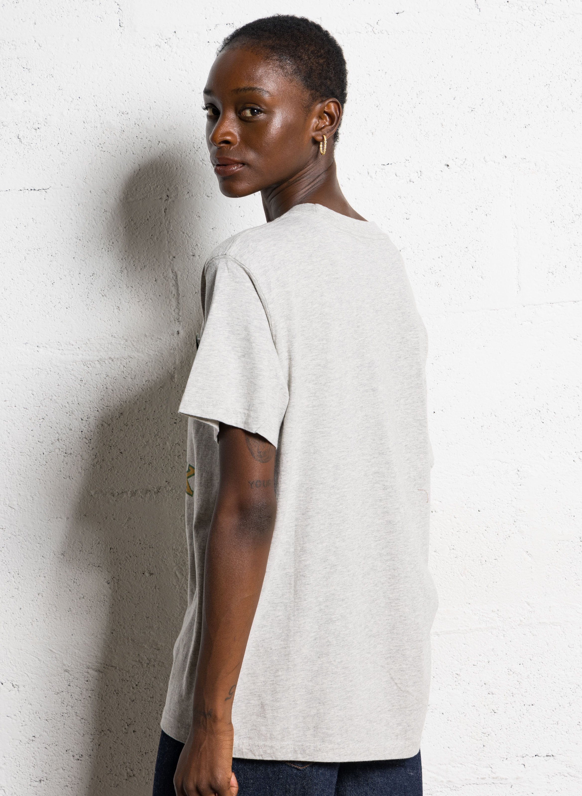 Tee-shirt droit col rond sérigraphié en coton NEWTONE Gris