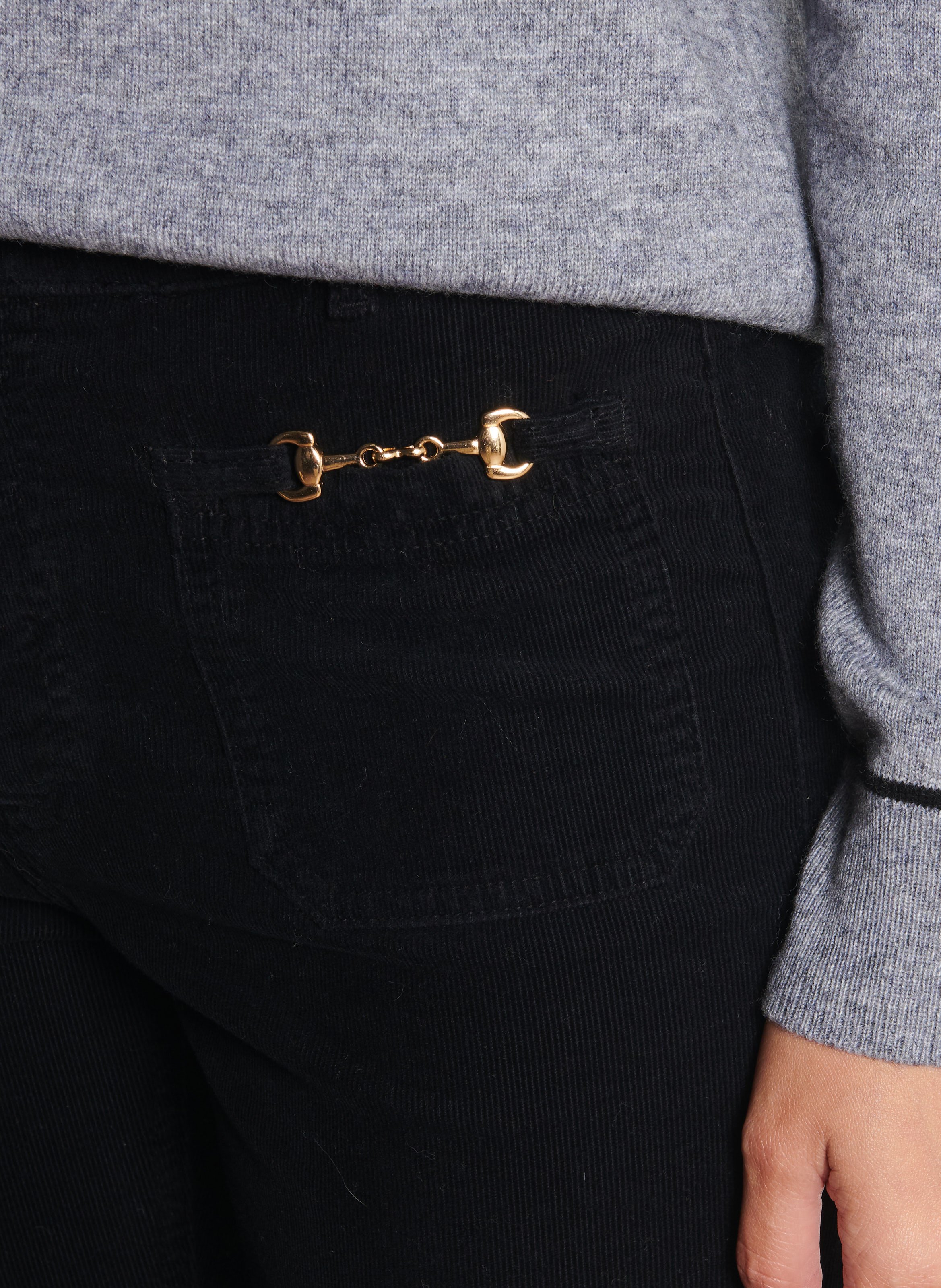 Flared Hose aus Baumwoll-Mix BERENICE Schwarz