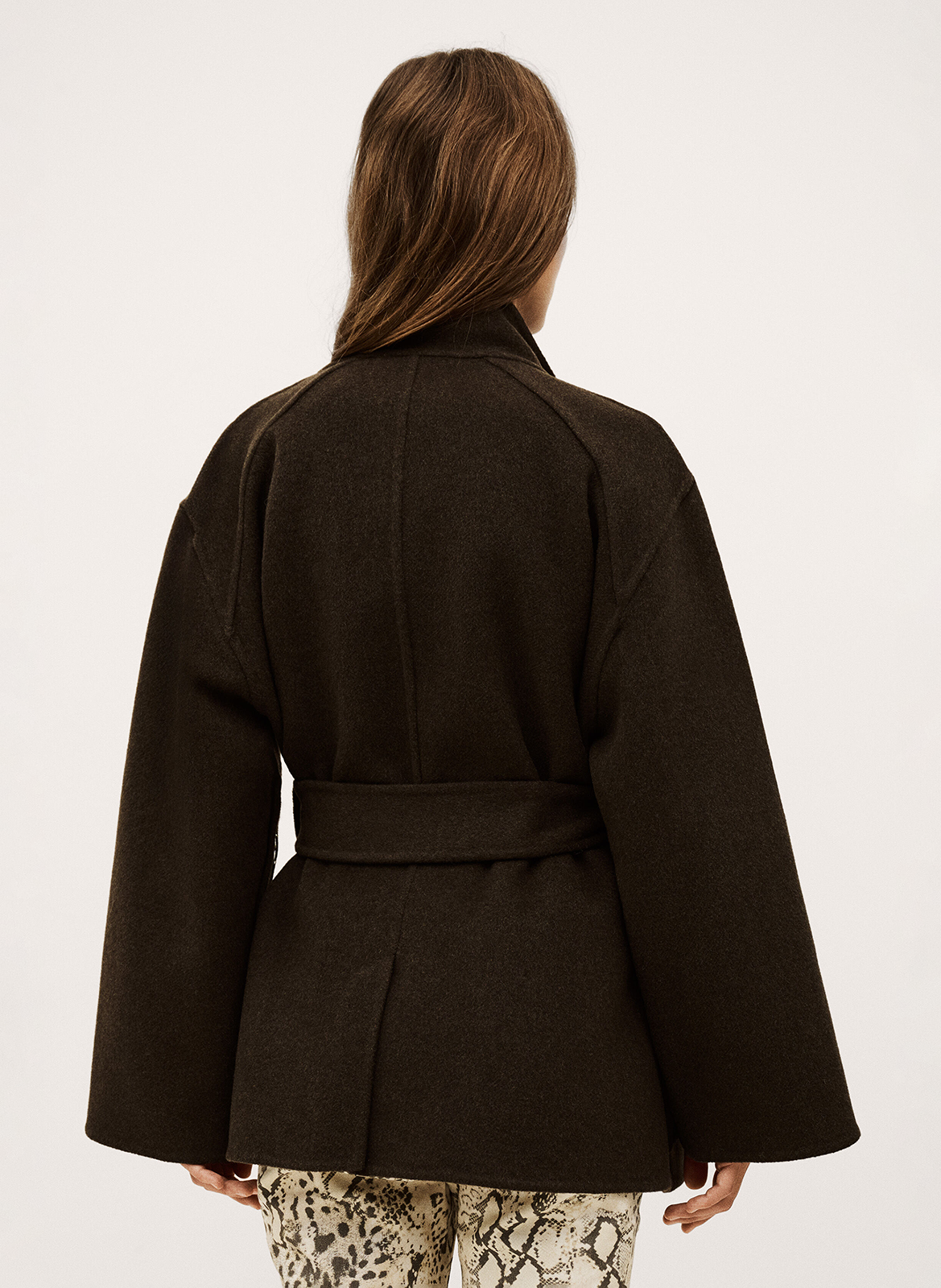 Jas van wol met opstaande kraag BA&SH Kaki