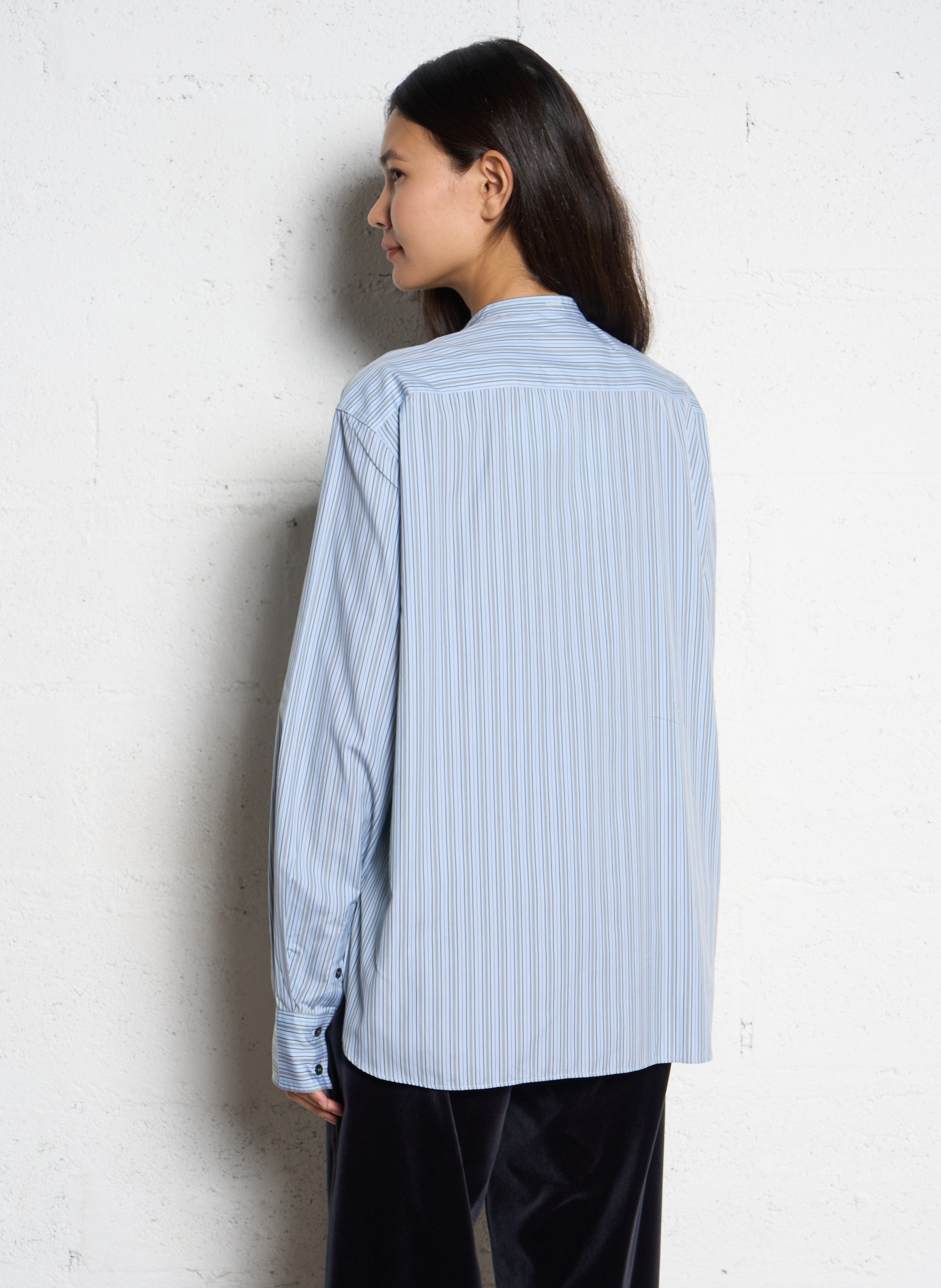 Gestreifte Baumwollbluse mit Mao-Kragen SOEUR Mehrfarbig