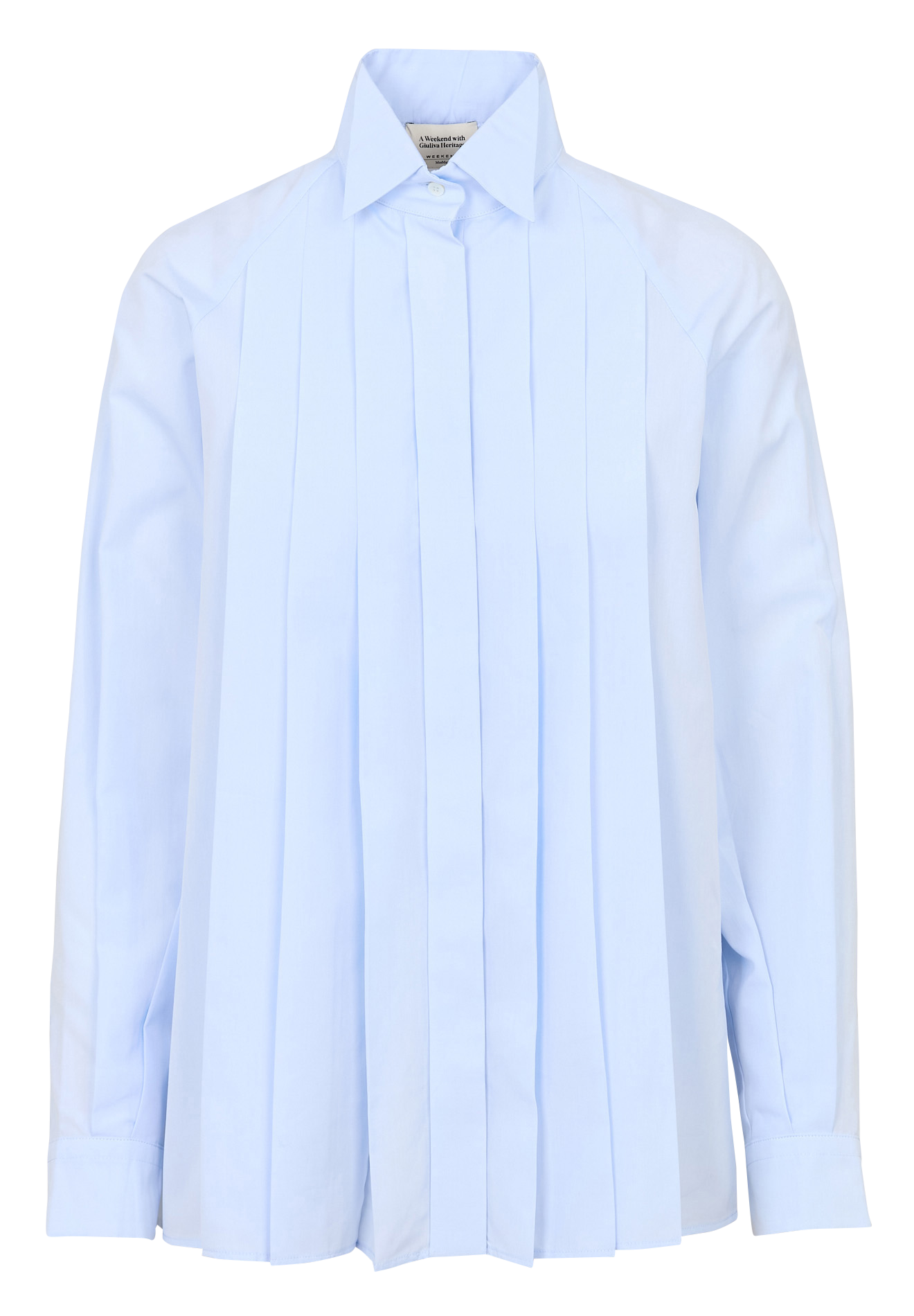 Straight pleated plain cotton shirt MAX MARA WEEK END Blue