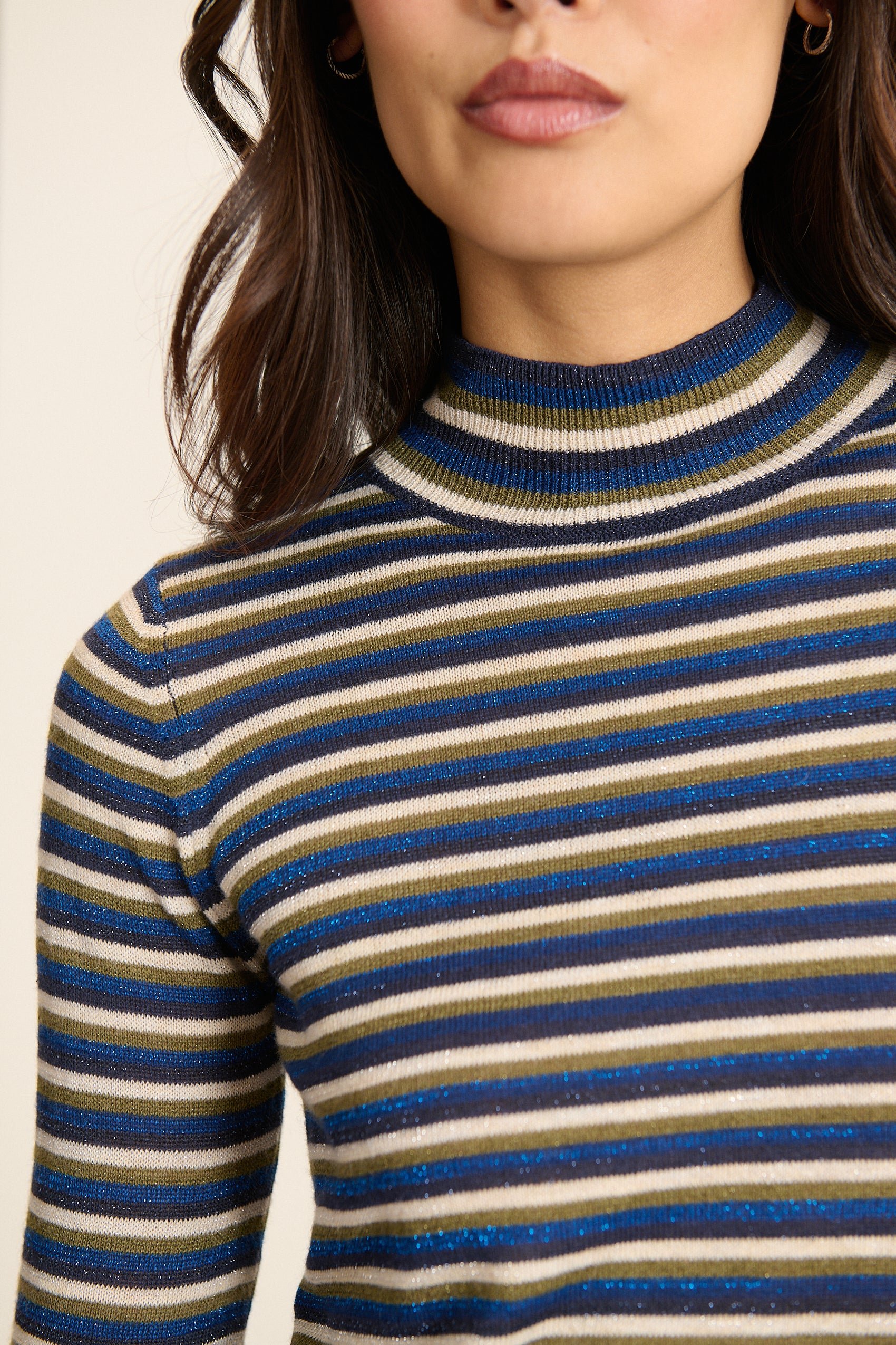 High-neck lurex sweater GARANCE PARIS White