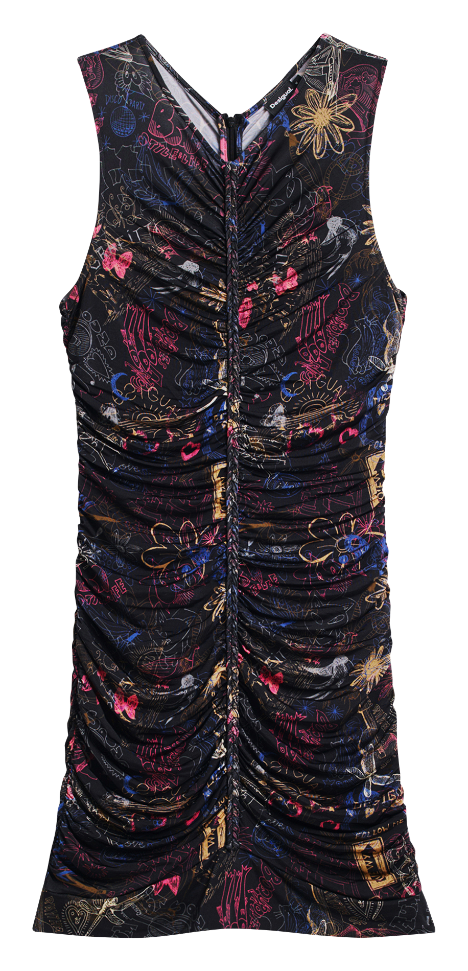 Fitted short dress with graffiti pattern DESIGUAL Black