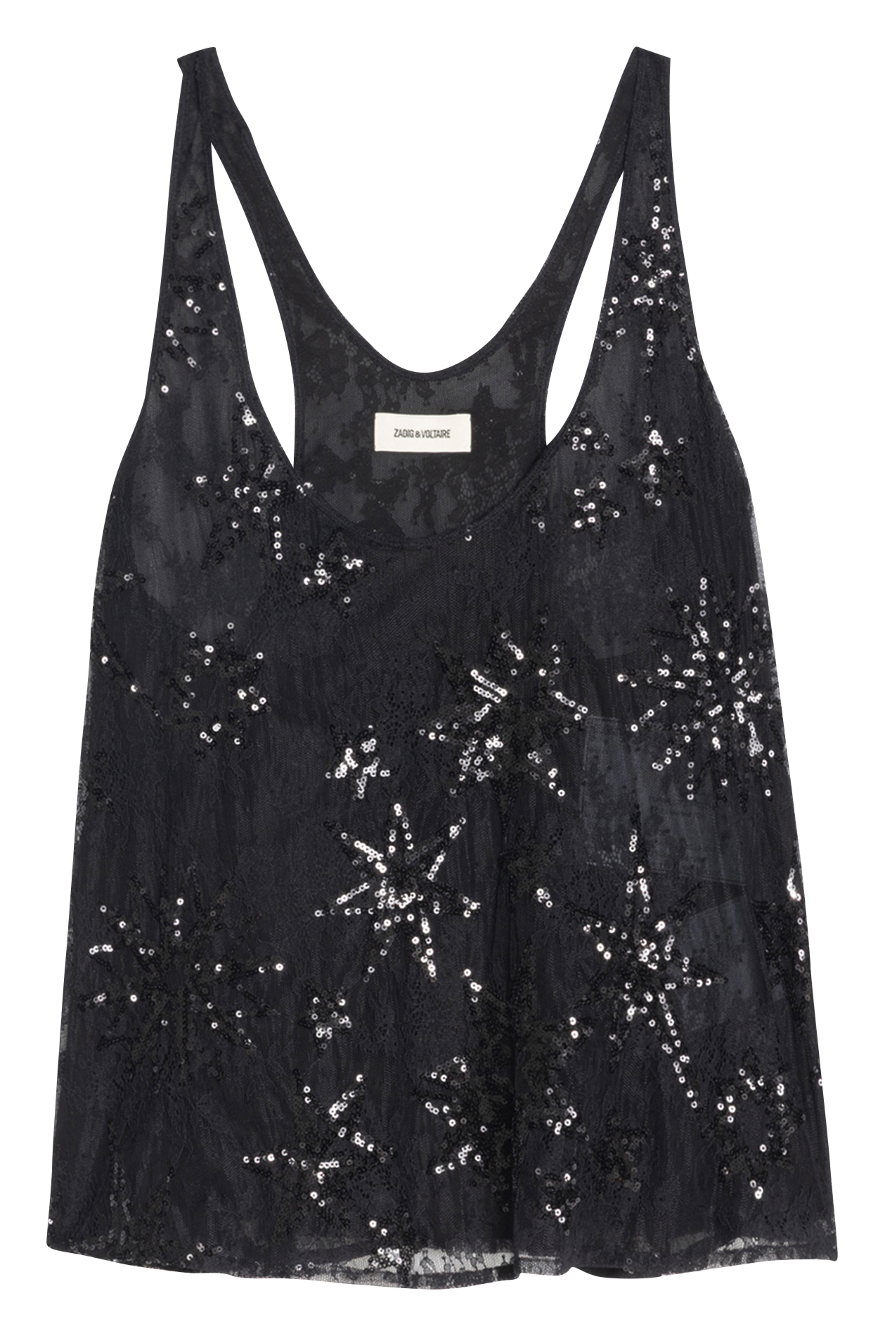 Oversized sequined U-neck top ZADIG&VOLTAIRE Black