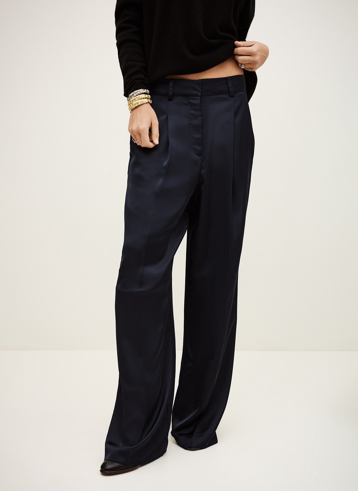 Pantalon large satiné BA&SH Bleu