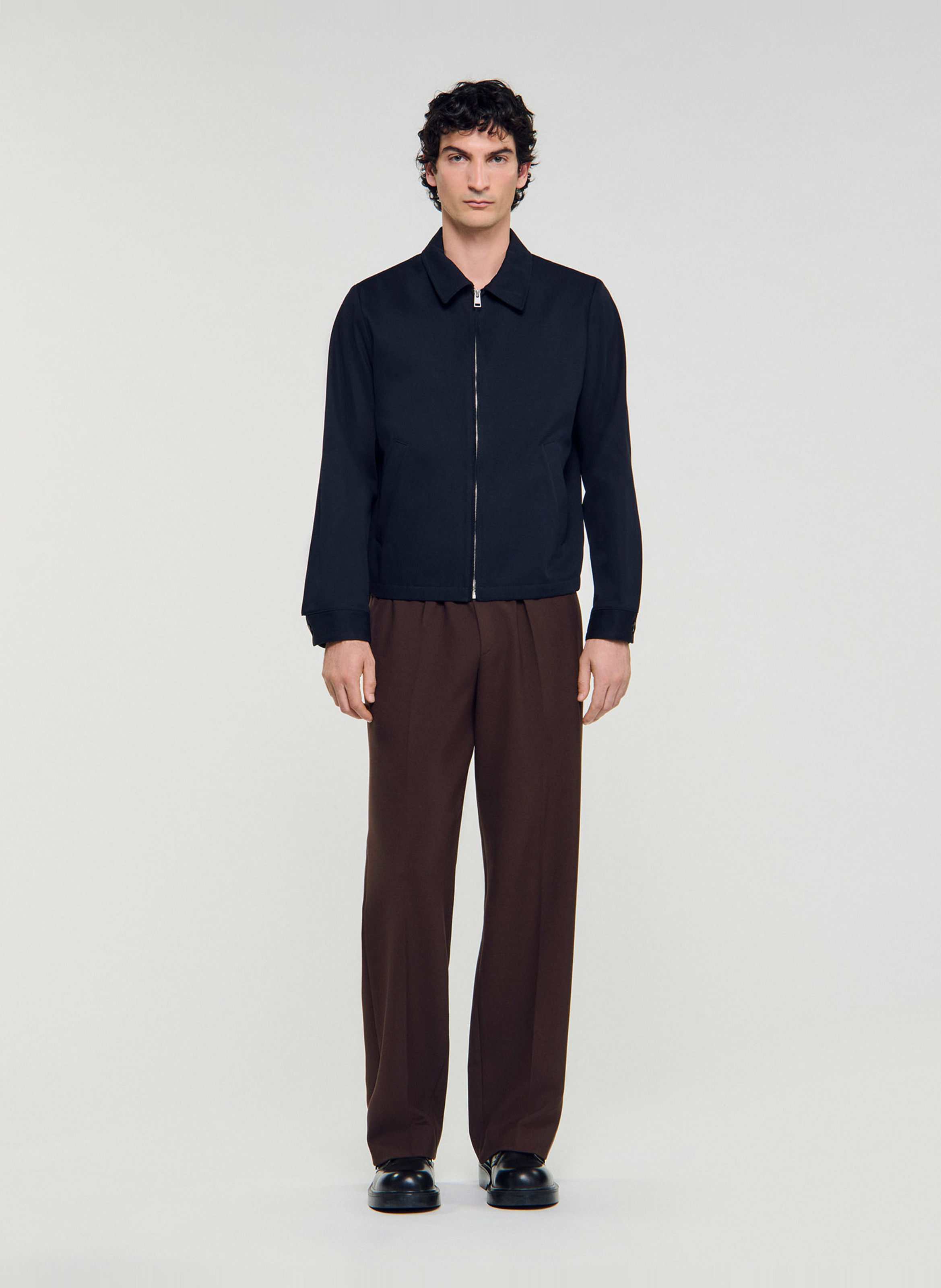 Regular-fit cotton jacket SANDRO Blue