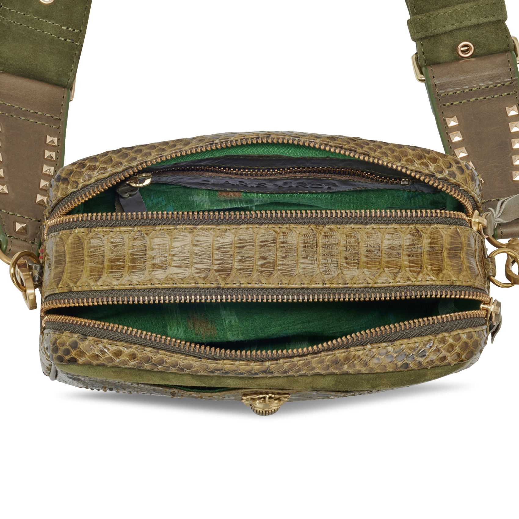 Sac bandoulière en cuir imprimé CLARIS VIROT Kaki