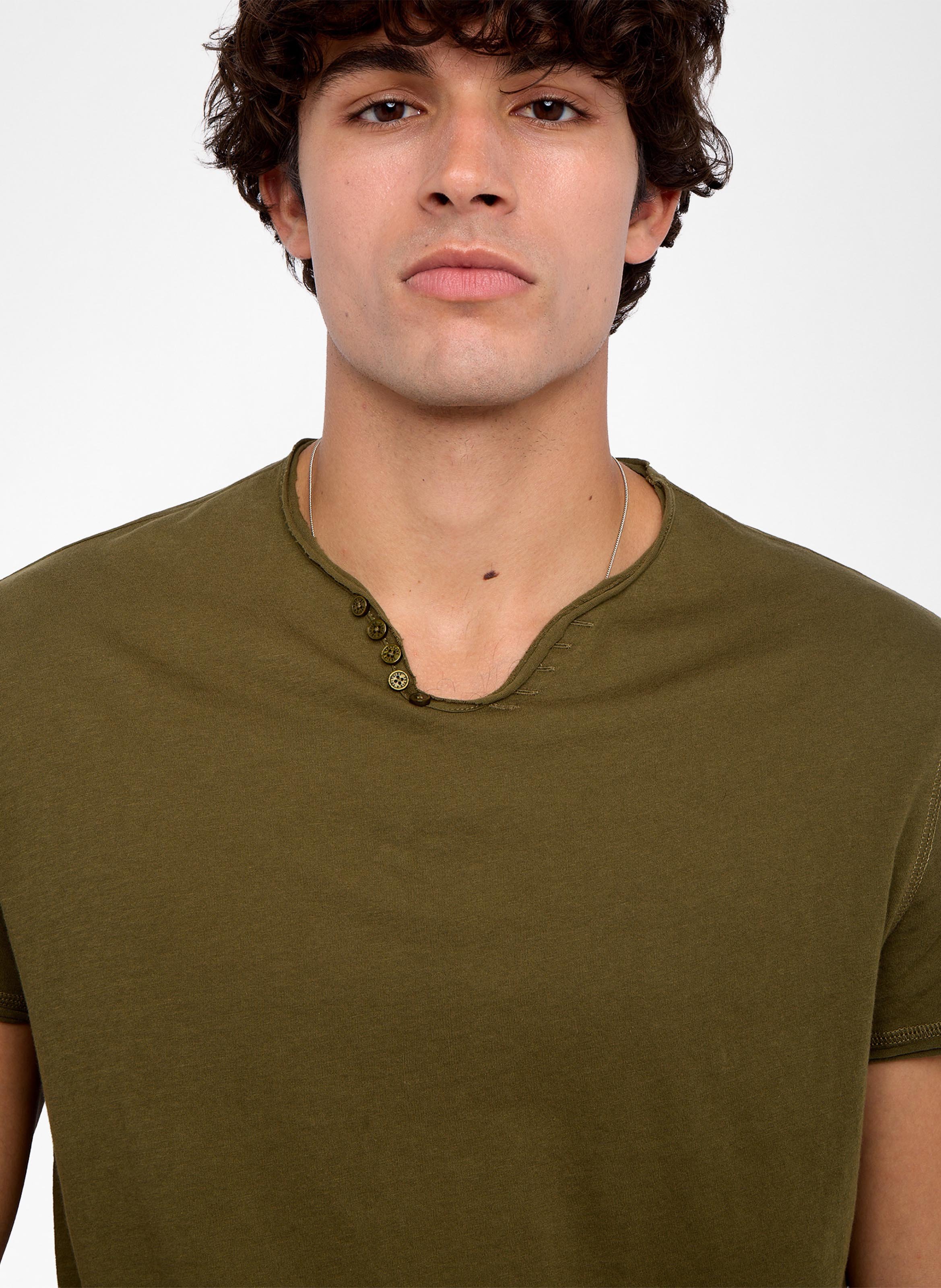 Straight-cut cotton henley T-shirt ZADIG&VOLTAIRE Green