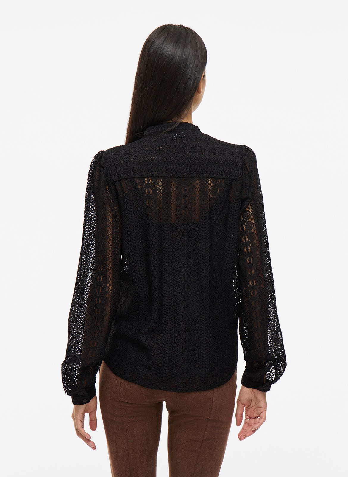 Bestickte Bluse mit Mao-Kragen VILA Schwarz