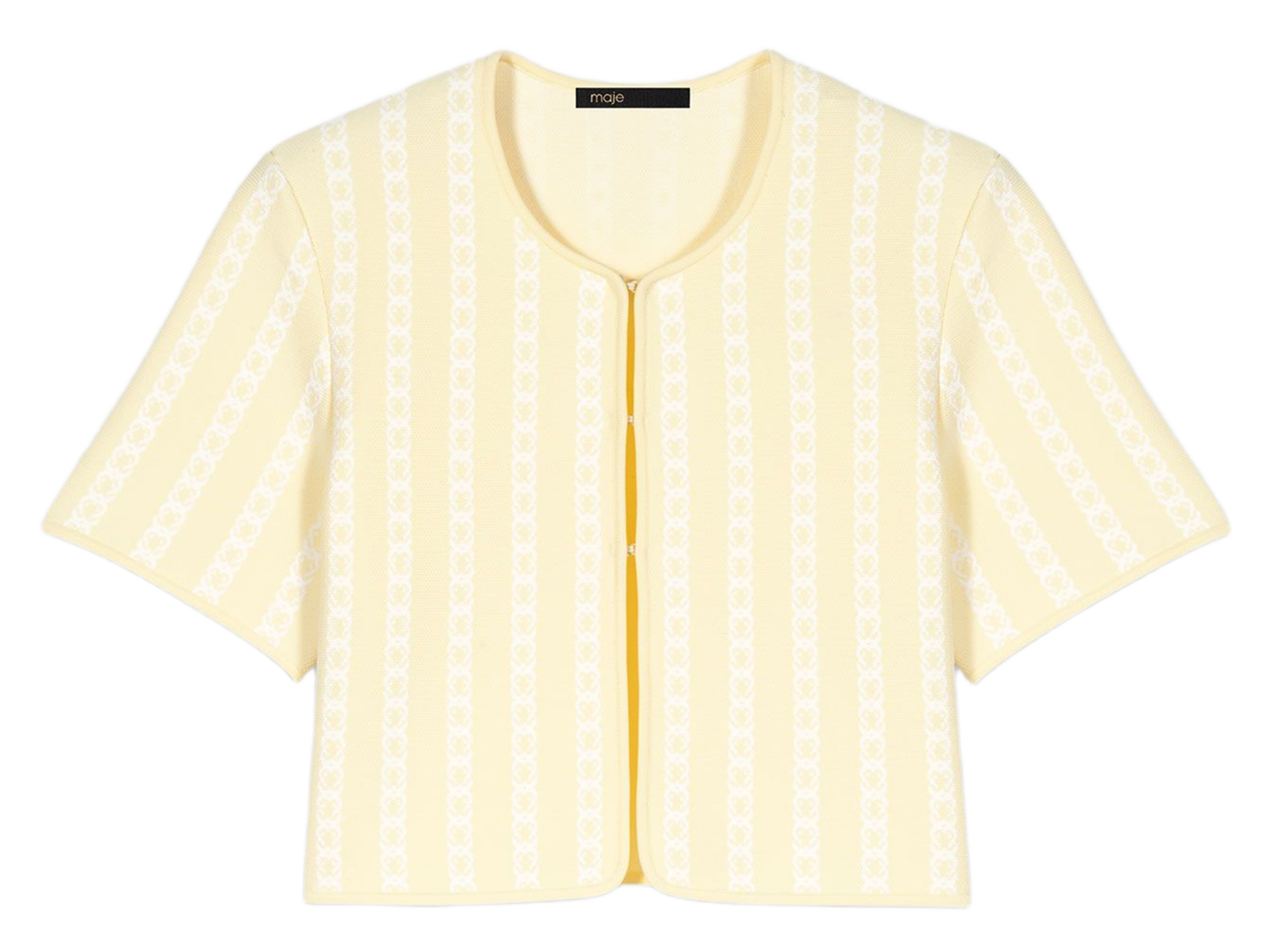 Veste courte col rond rayée MAJE Jaune