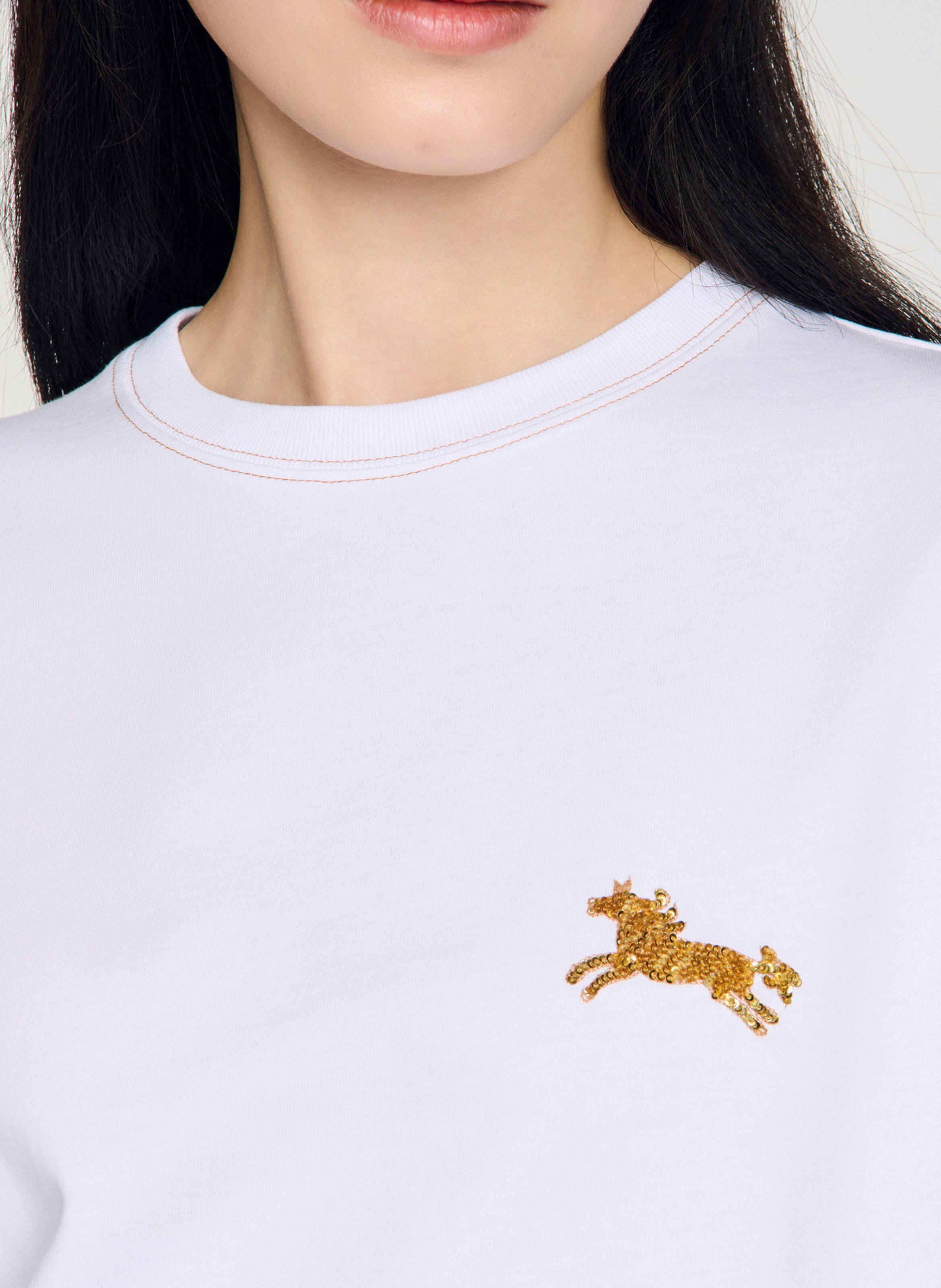 Camiliday round-neck sleeveless cotton top SANDRO White