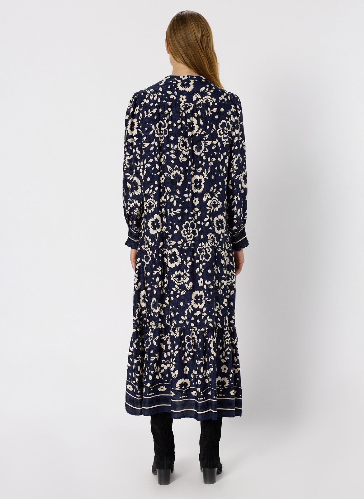 Long printed dress with Tunisian collar GERARD DAREL Blue