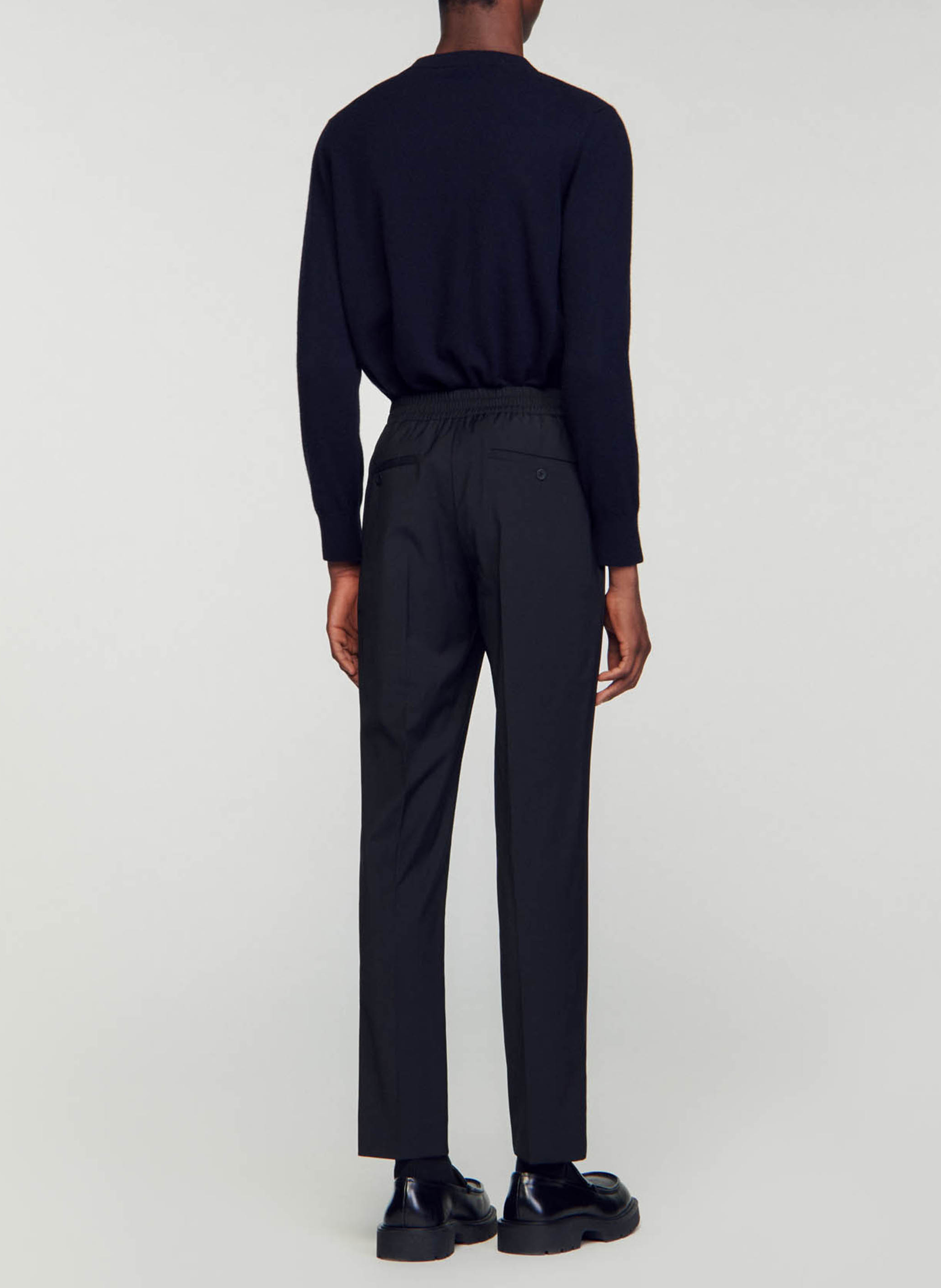 Pantalon droit élastiqué SANDRO Noir