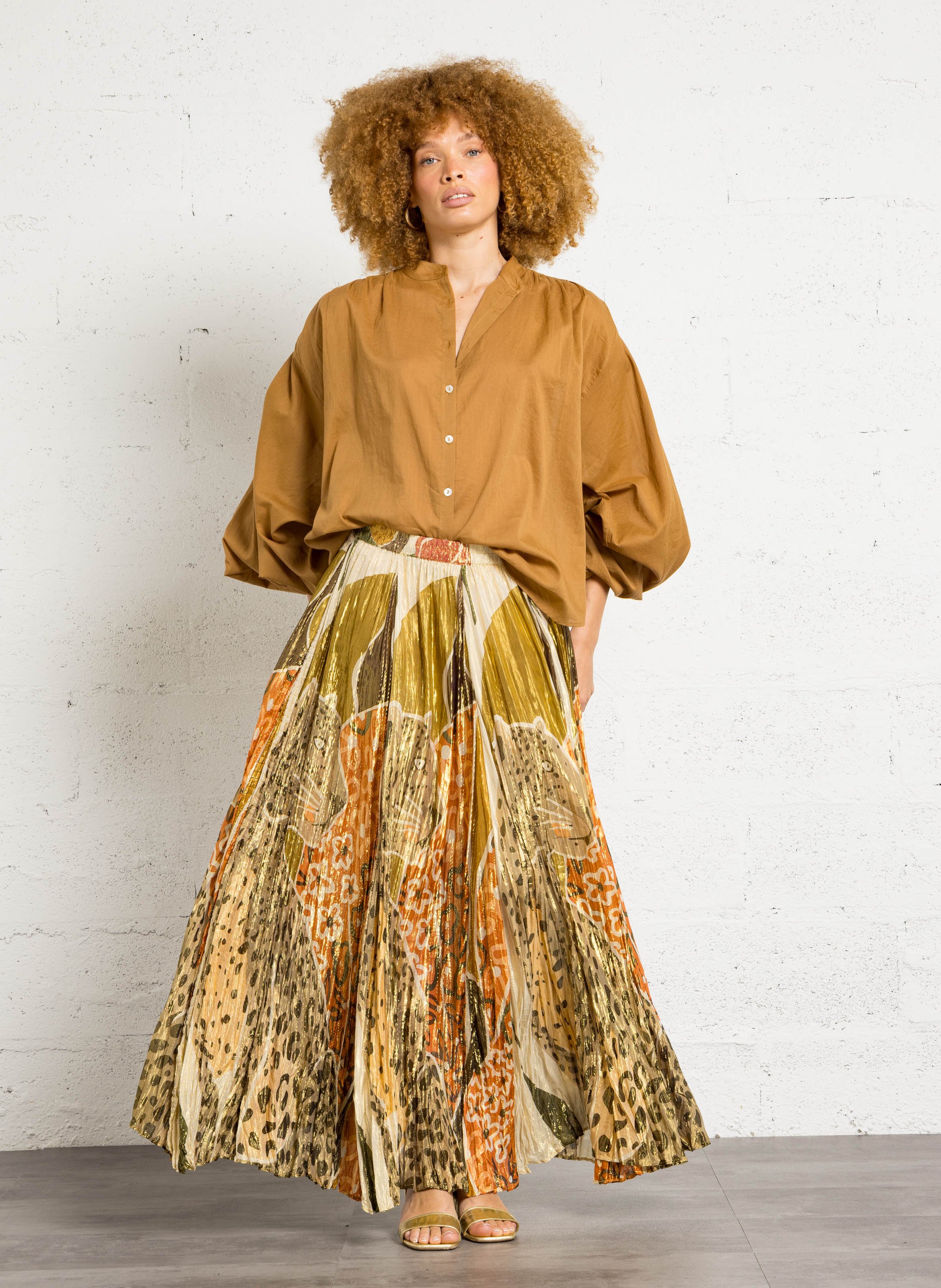 Halflange jurk met plooien en tie-dye-print MES DEMOISELLES Veelkleurig