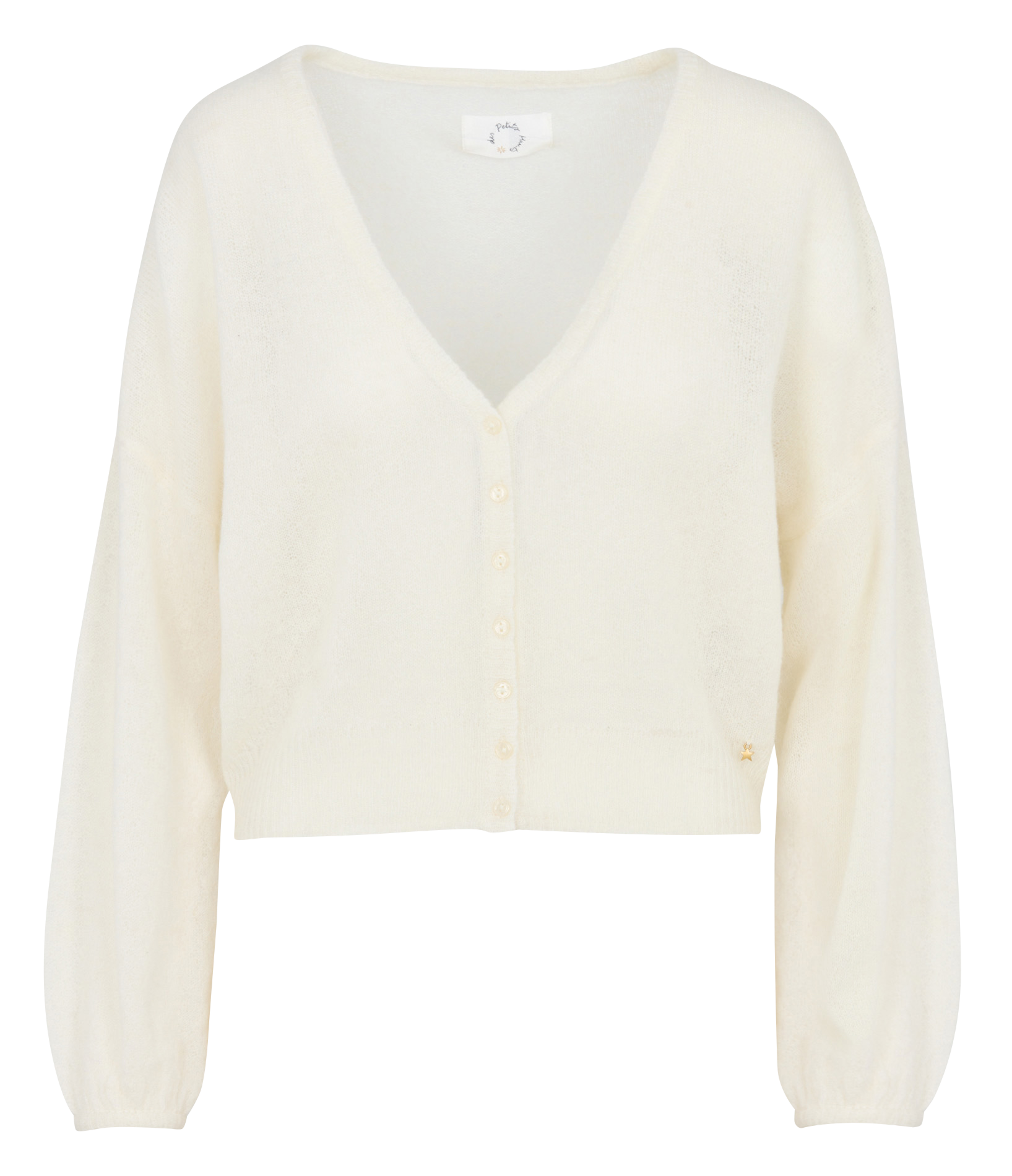 Loose-fit wool-blend cardigan with V-neck DES PETITS HAUTS Beige