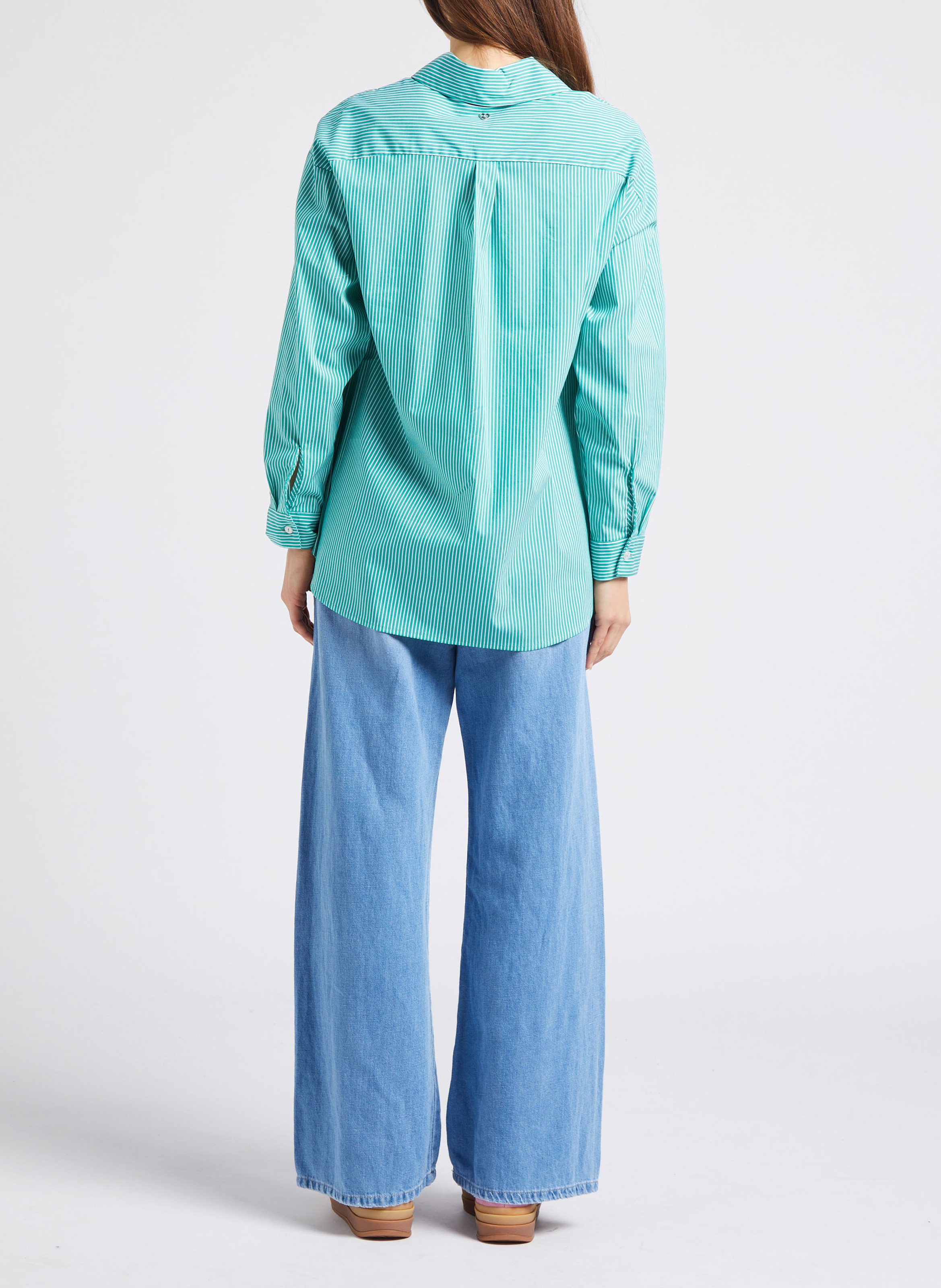 Blouse met klassieke kraag | katoenblend PLEASE Groen