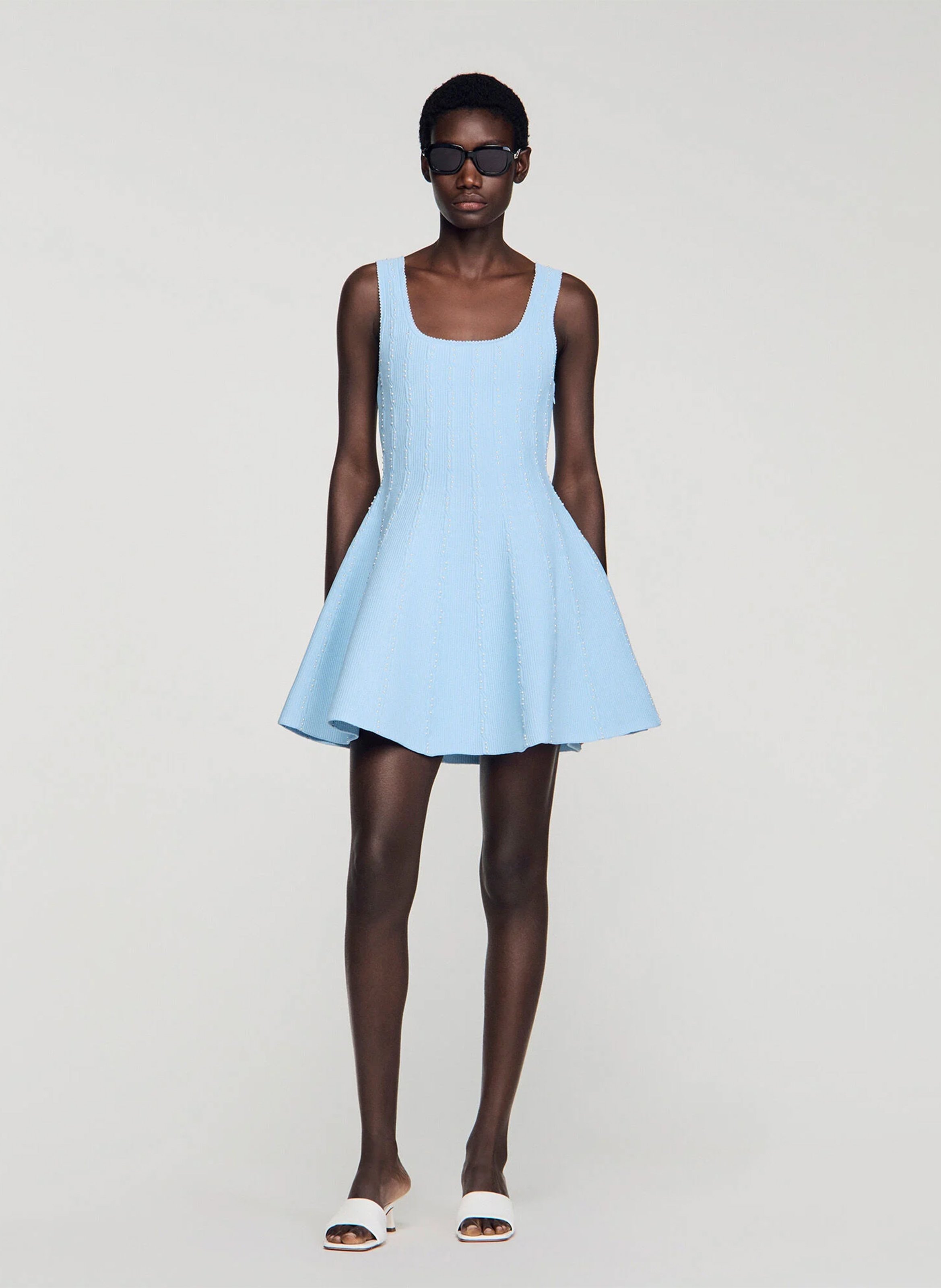 Robe courte en maille SANDRO Bleu