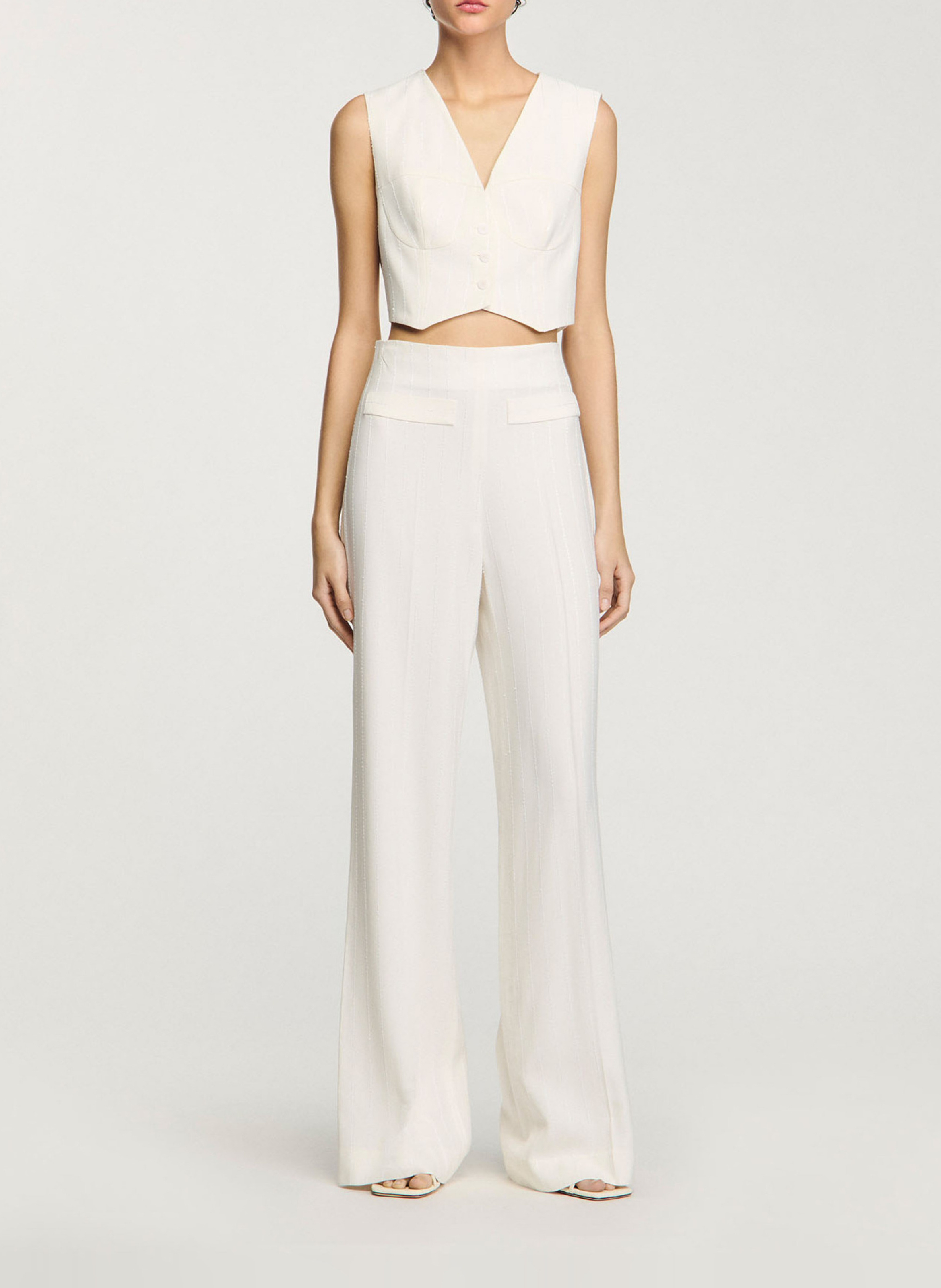 Straight leg sequin suit trousers SANDRO Beige