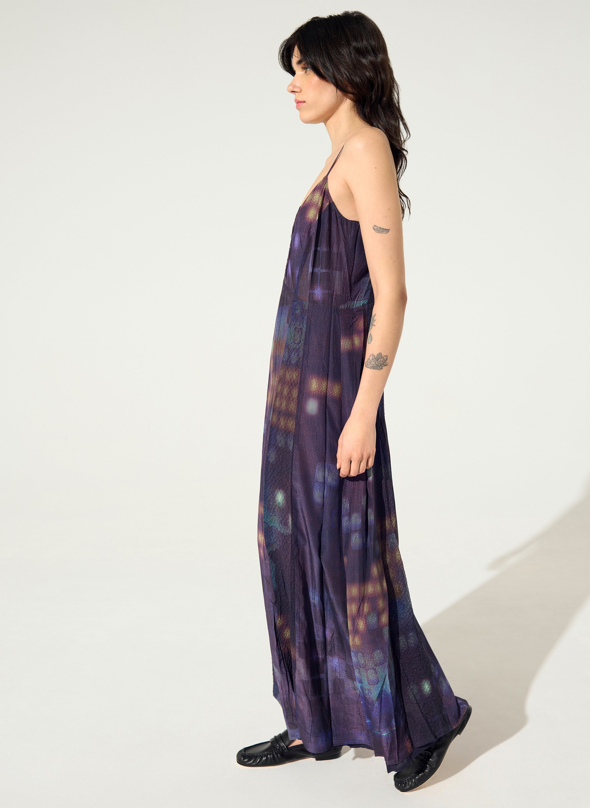 Printed long dress with straps COTELAC Purple