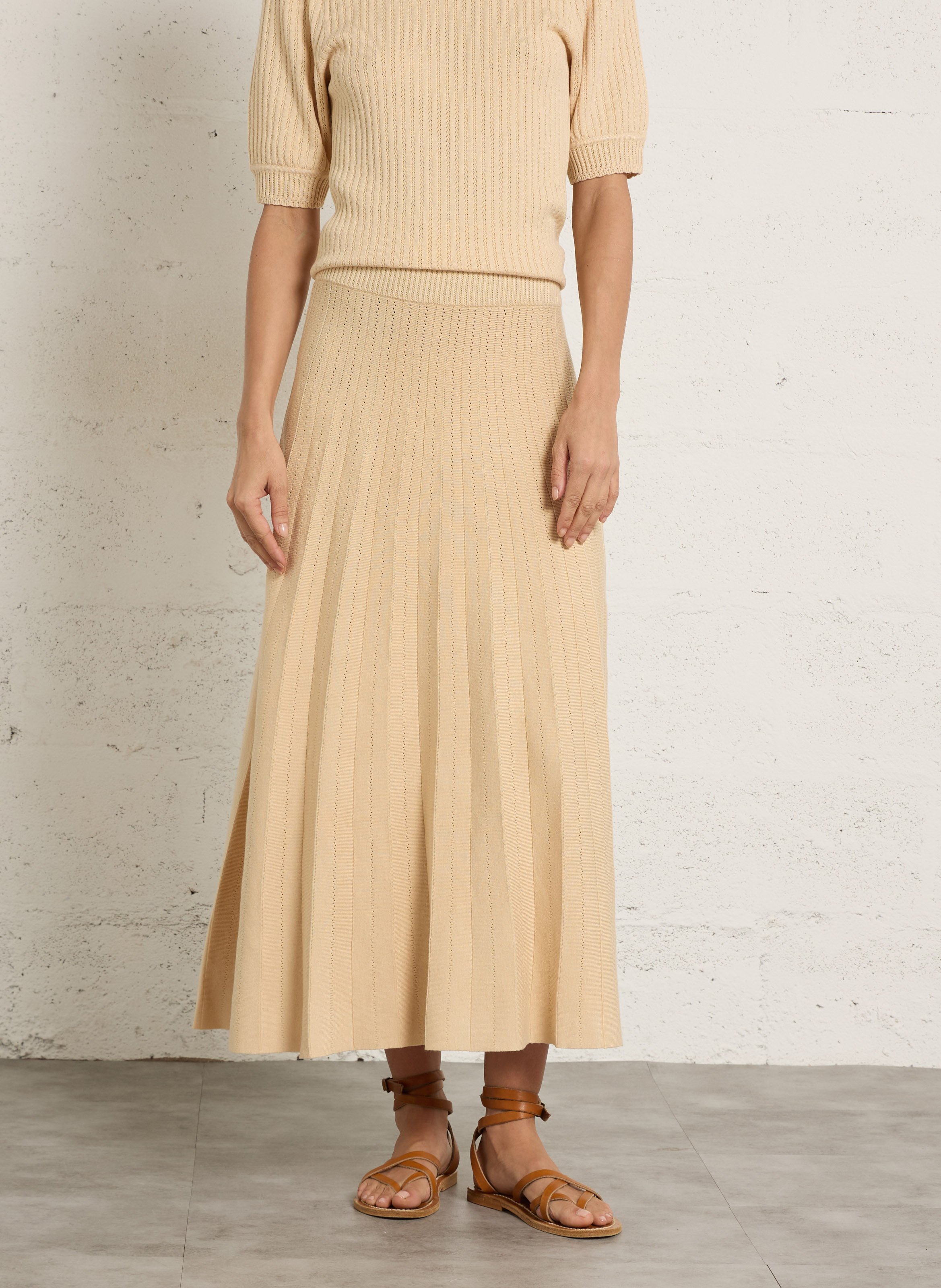 Jupe midi évasée en maille PETITE MENDIGOTE