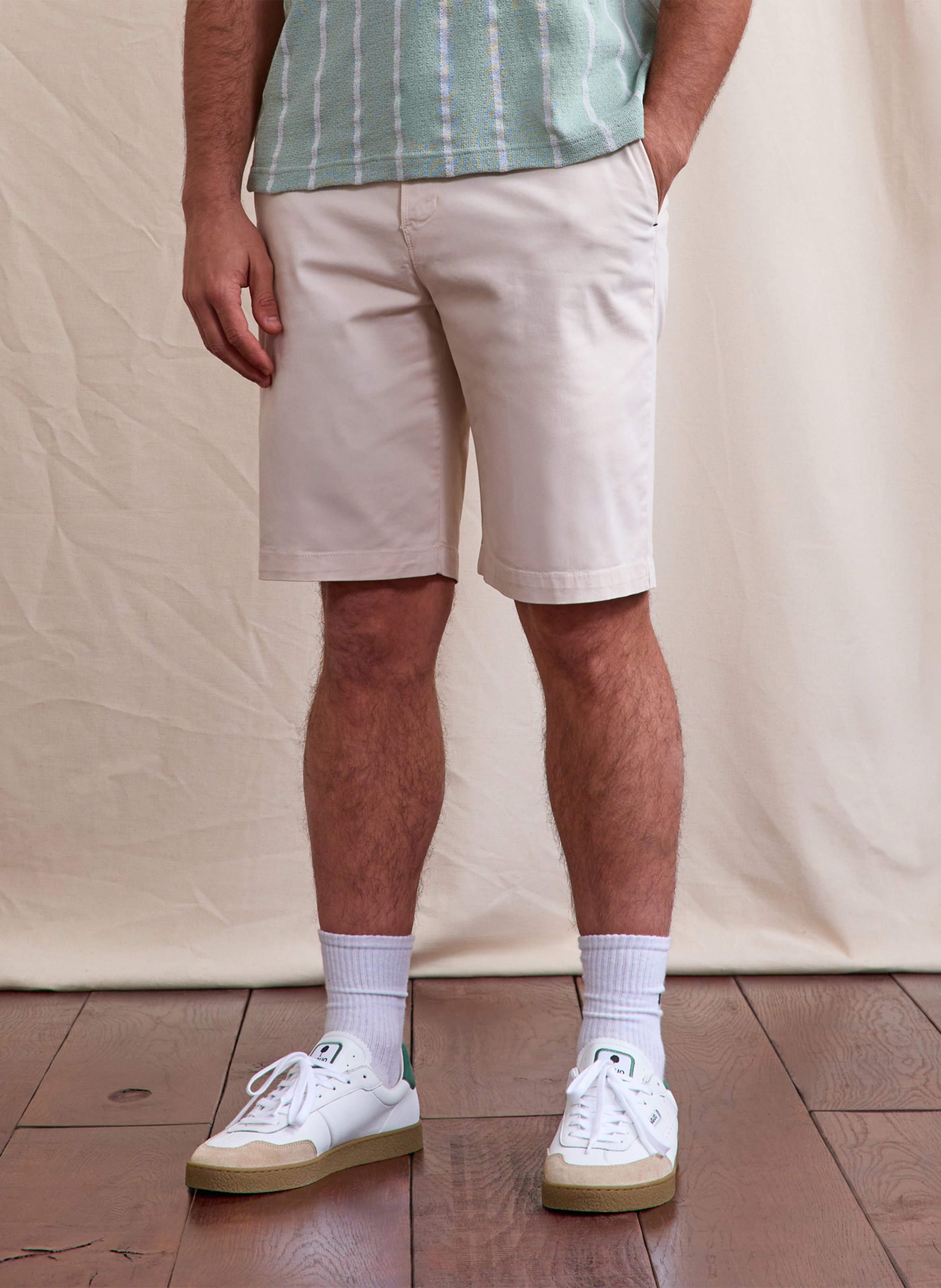 Short droit en coton mélangé FAGUO Beige