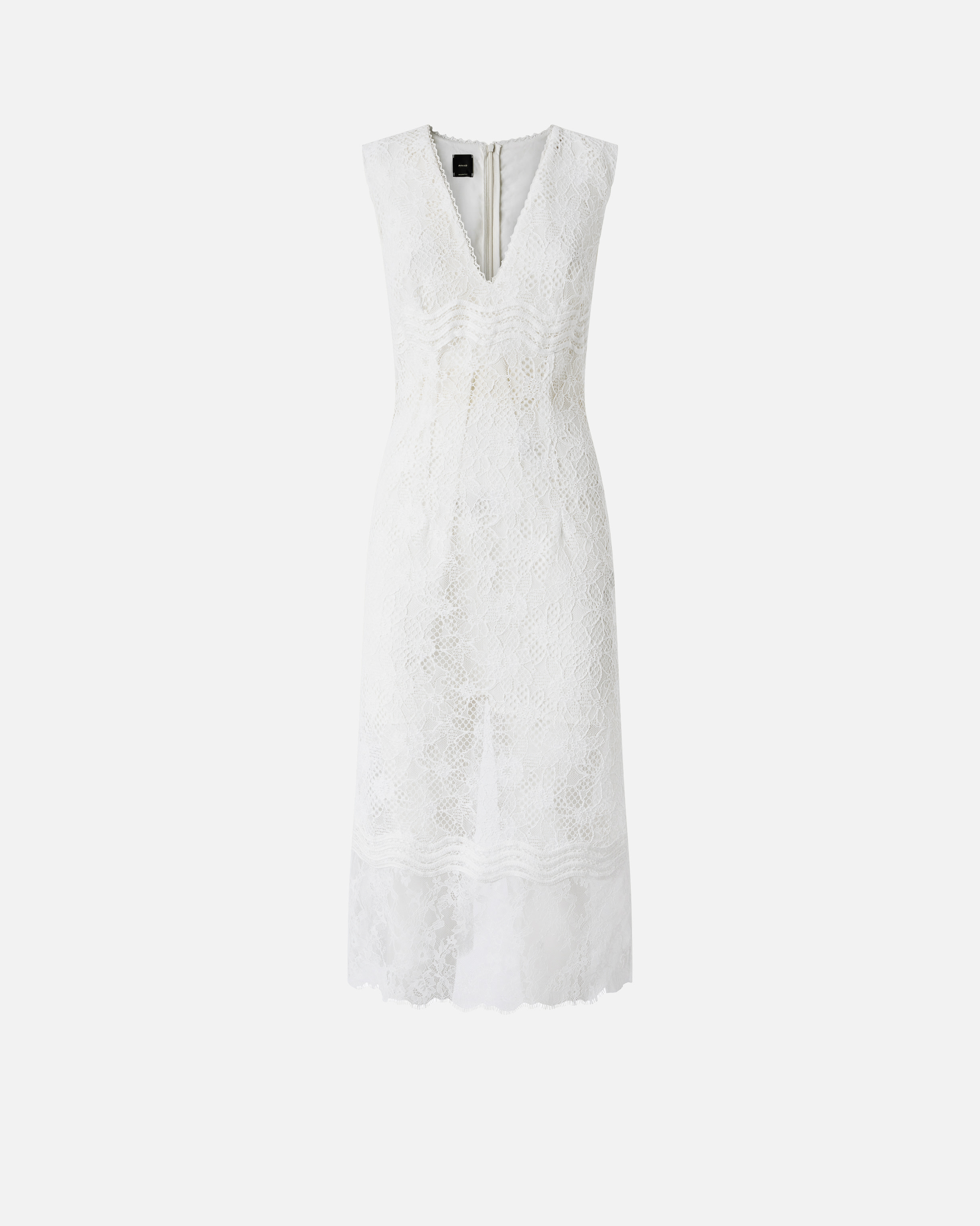 Robe midi sans manches en dentelle PINKO Blanc