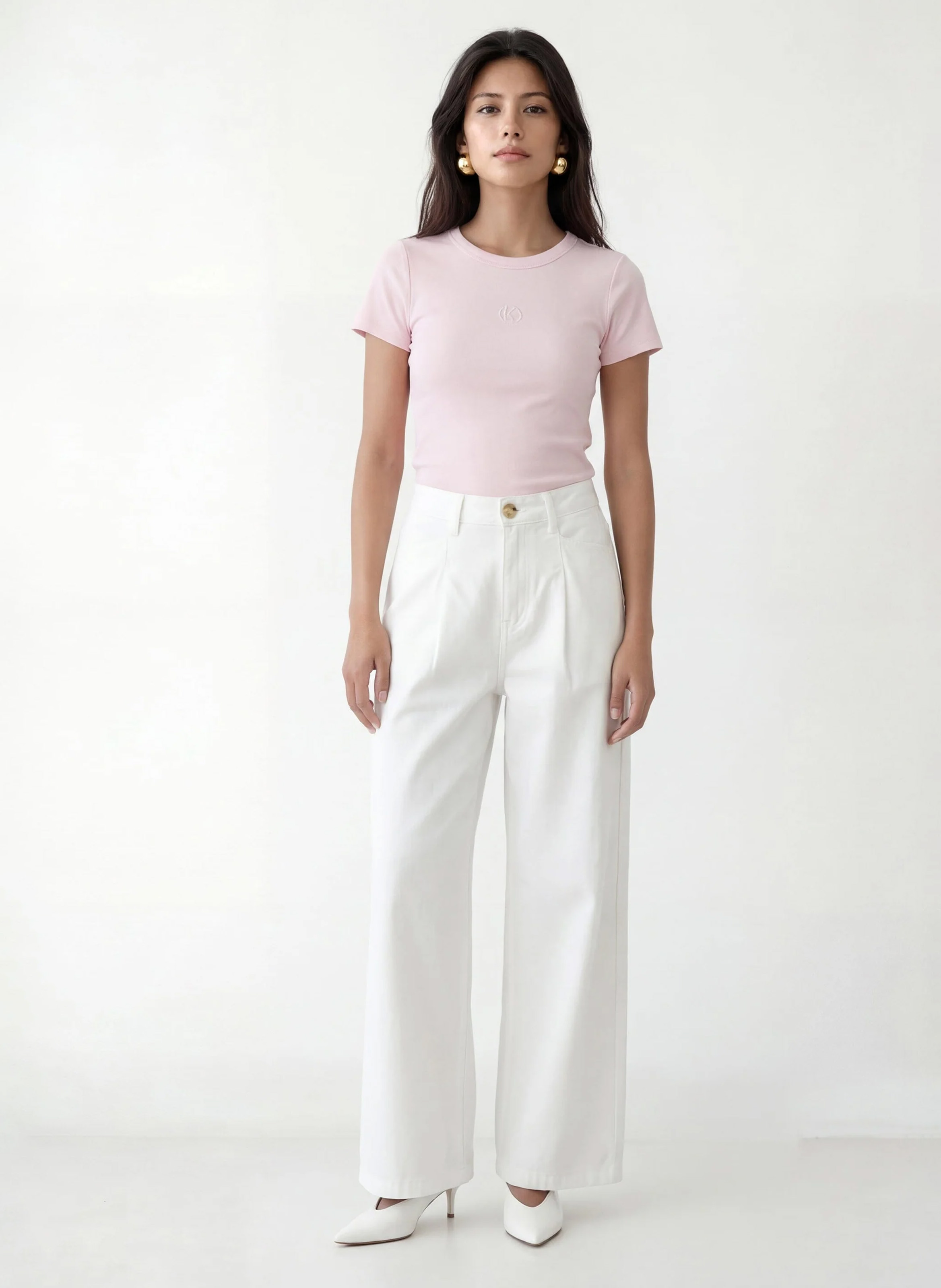 Jean large en coton mélangé KOOKAI Blanc